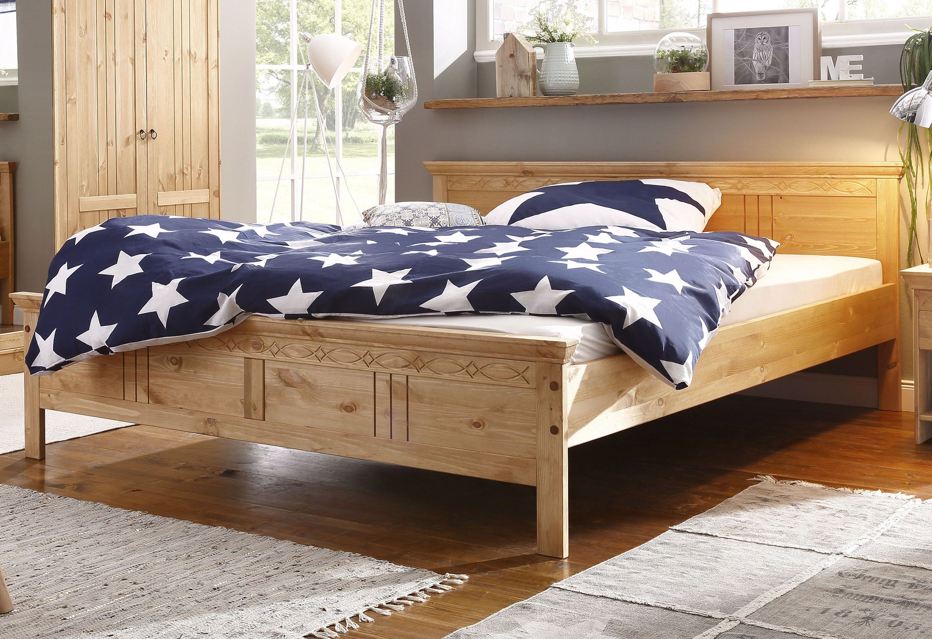 Home affaire Massief houten ledikant Indra, TOPSELLER, landhuisstijl, elegant design, gecertificeerd massief hout
