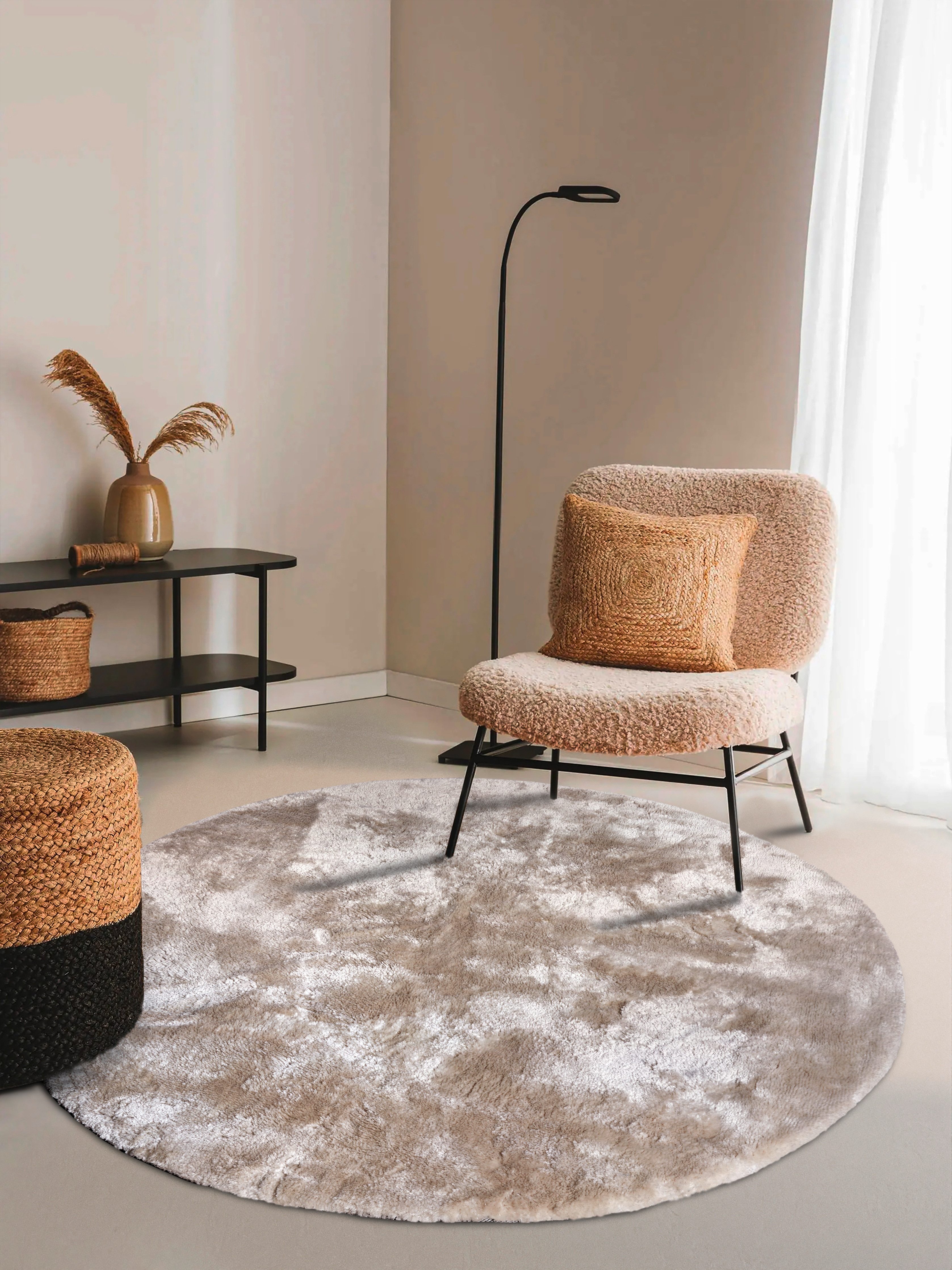 ELLE DECORATION Hoogpolig vloerkleed Calida Lange pool, shaggy, effen, pluizig, zacht, glanzend, modern, effen