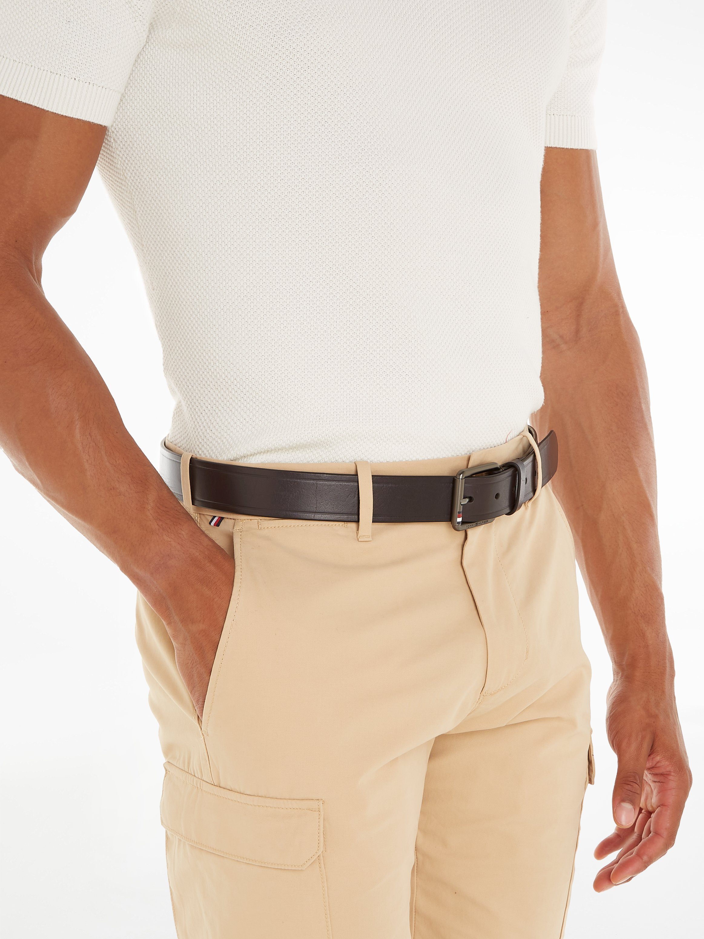 Tommy Hilfiger Leren riem CASUAL 3.5 met metalen label op de sluiting