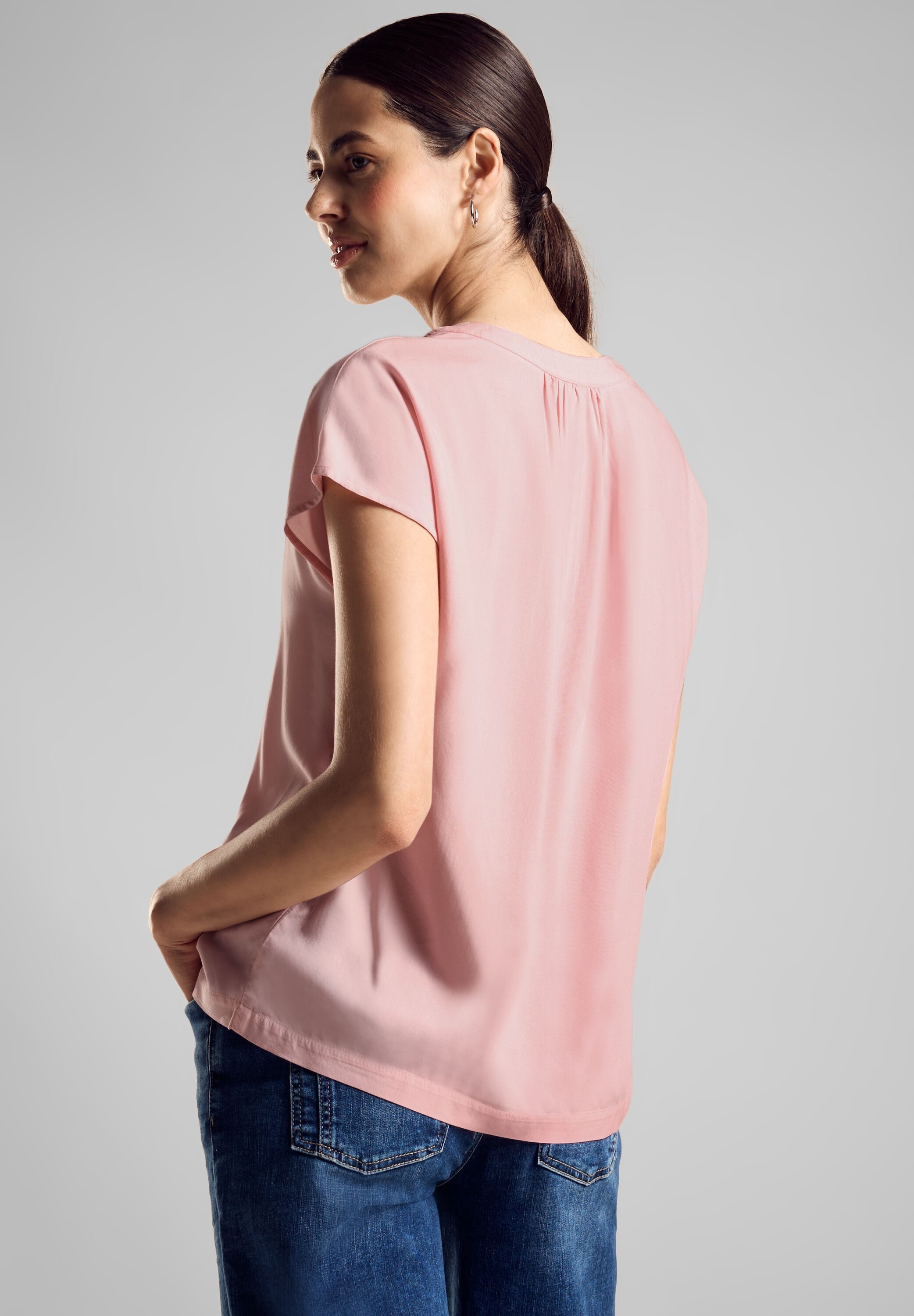 STREET ONE Blouse met korte mouwen Blouseshirt van pure viscose