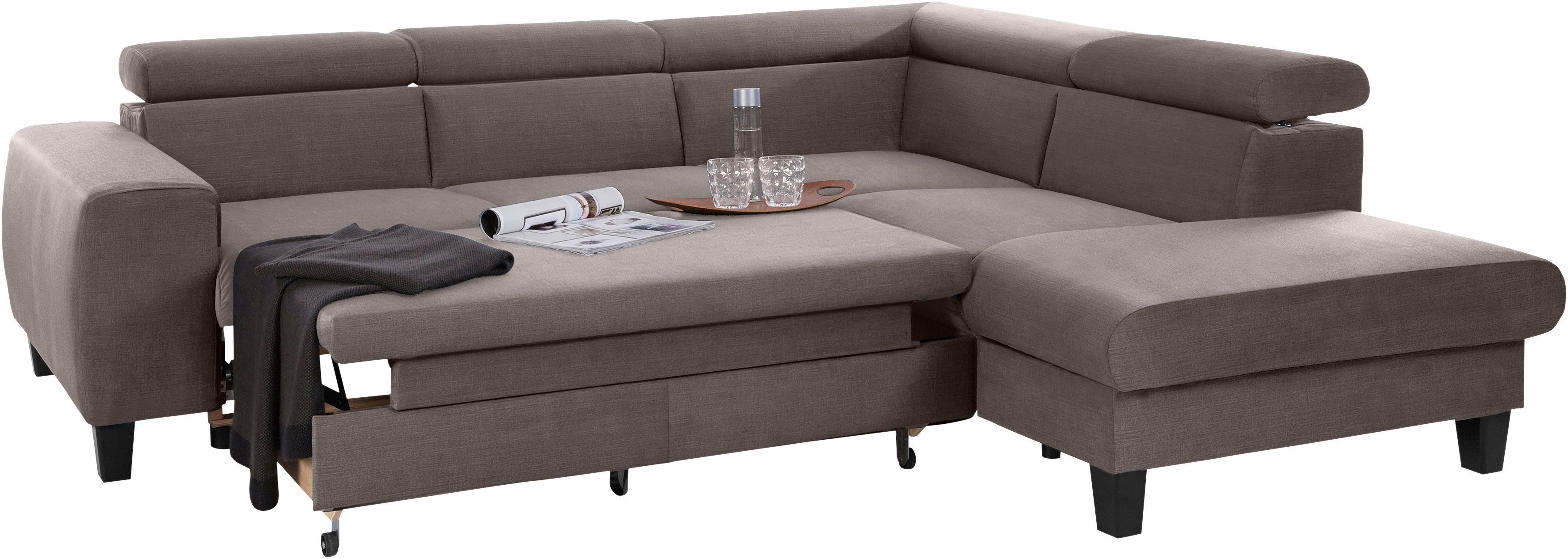 COTTA Zithoek Morven L-vorm Set bestaande uit: hoekbank met hoofdverstelling & hocker (set)