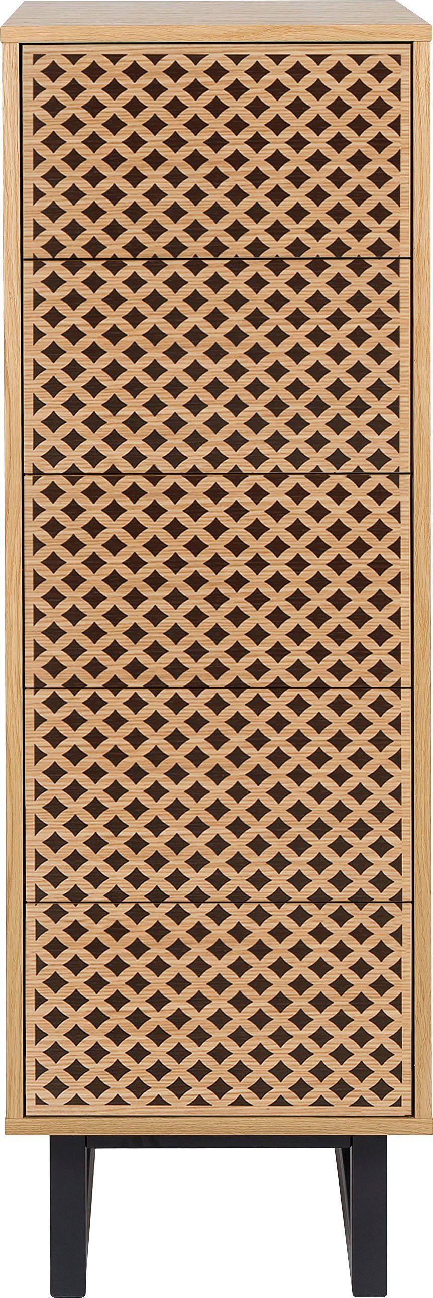 Woodman Hoge kast in scandinavisch design, met bijzondere print