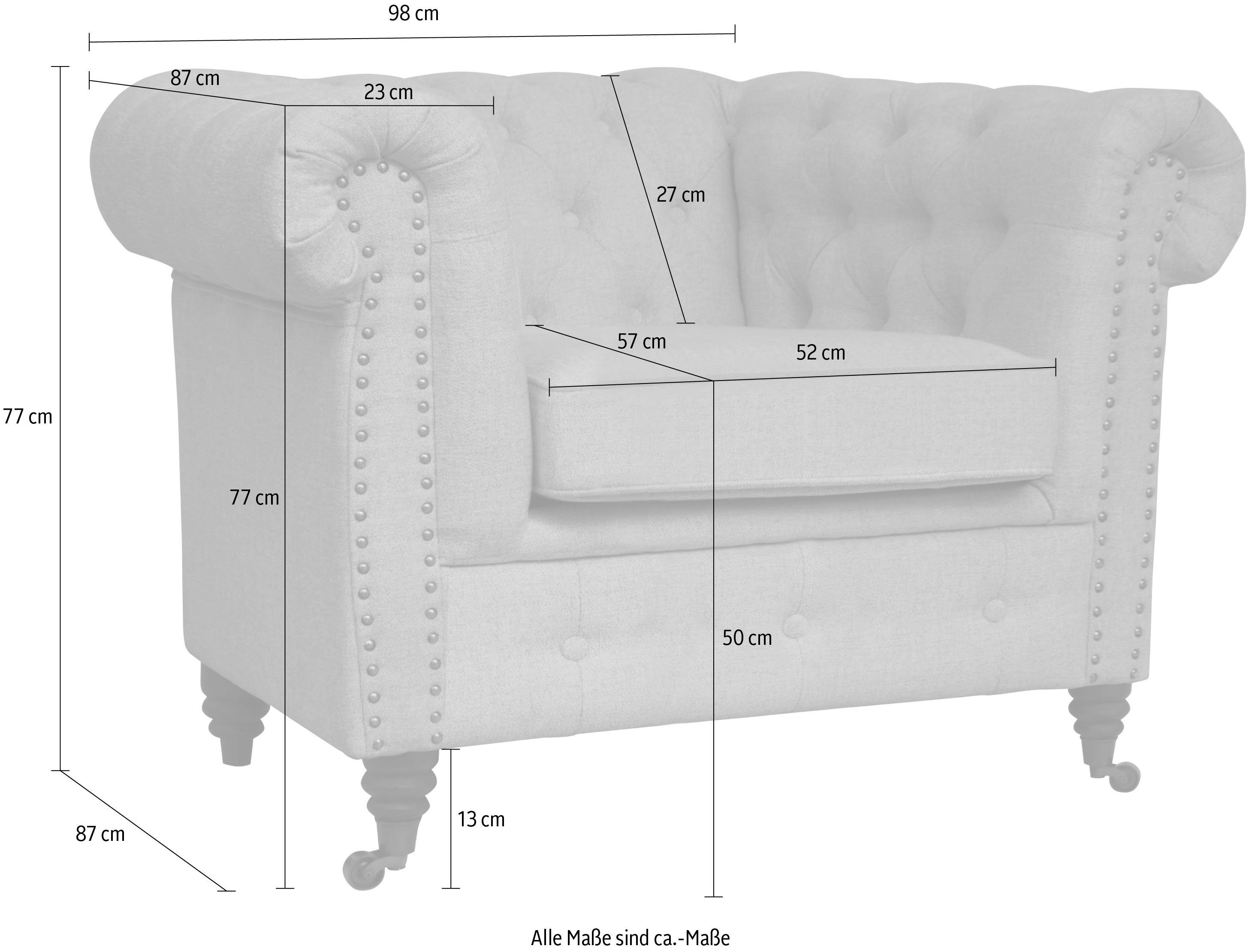 Home affaire Chesterfield-fauteuil Aarburg fauteuil luxueuze capitonnage en siernagels in chesterfield-design