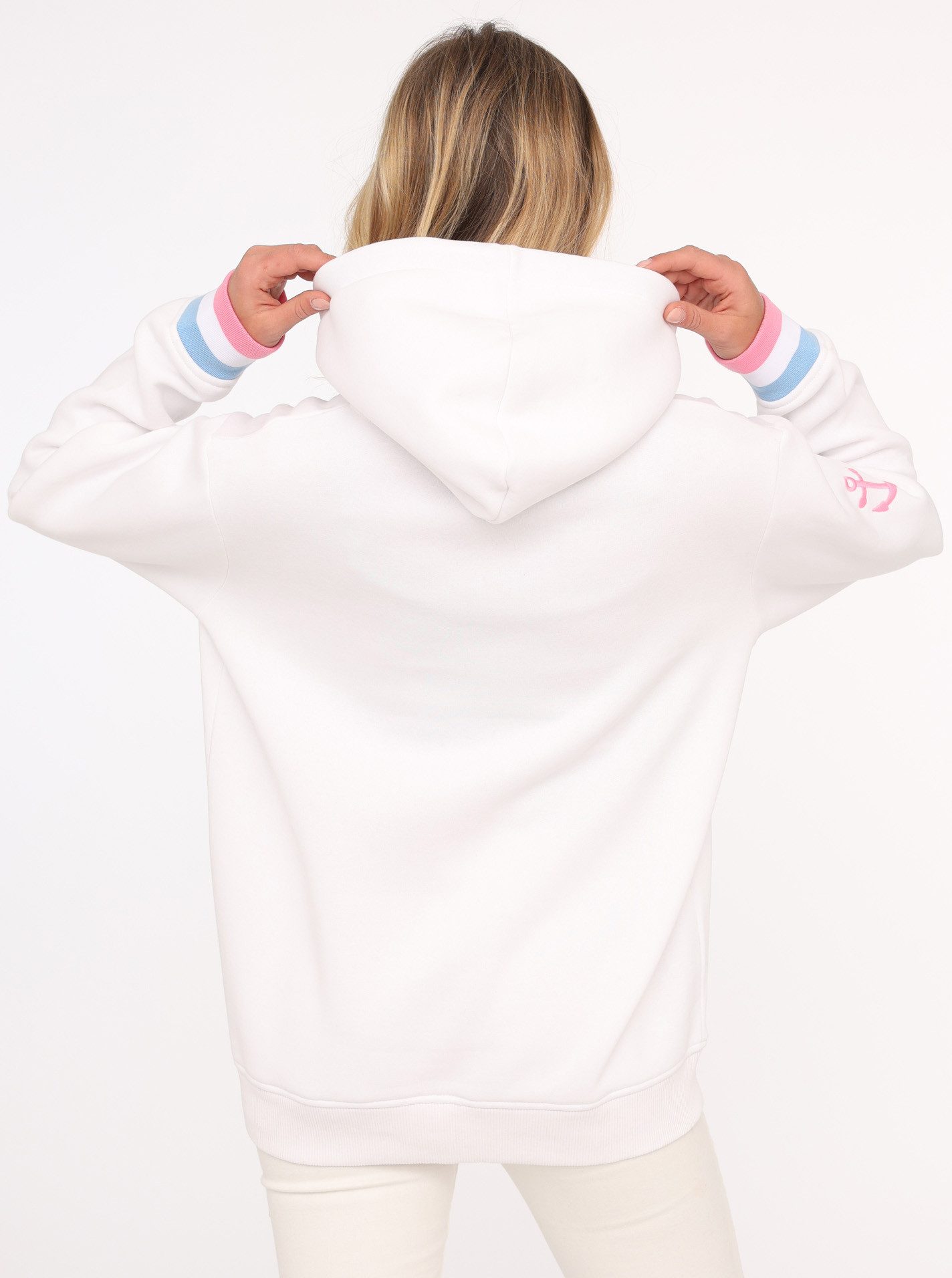 Zwillingsherz Hoodie met print "moin" en "anker" in neonkleuren