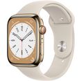 apple watch series 8 gps + cellular 45mm roestvrij staal sportarmband goud