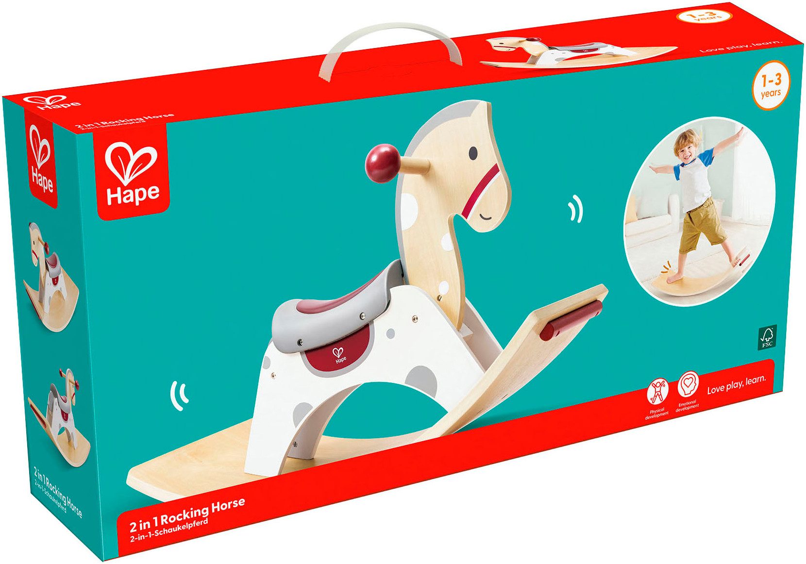Hape Hobbelpaard 2-in-1 schommelpaard en balansbord