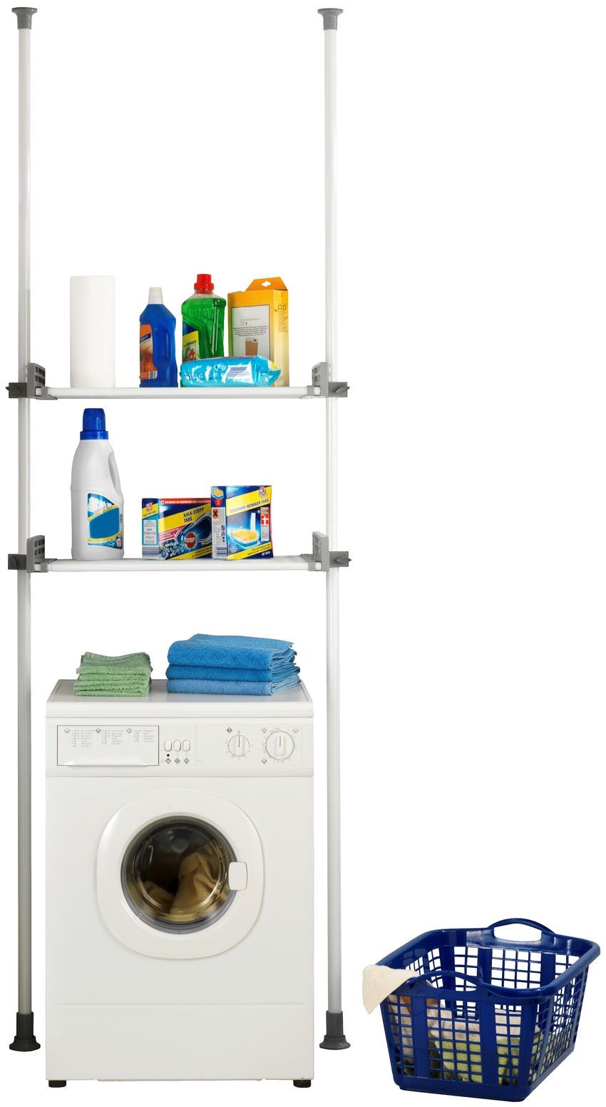 WENKO Telescooprek Herkules Twin 2 draagstangen, 2 verstelbare planken, ideaal voor badkamer & berging (set)
