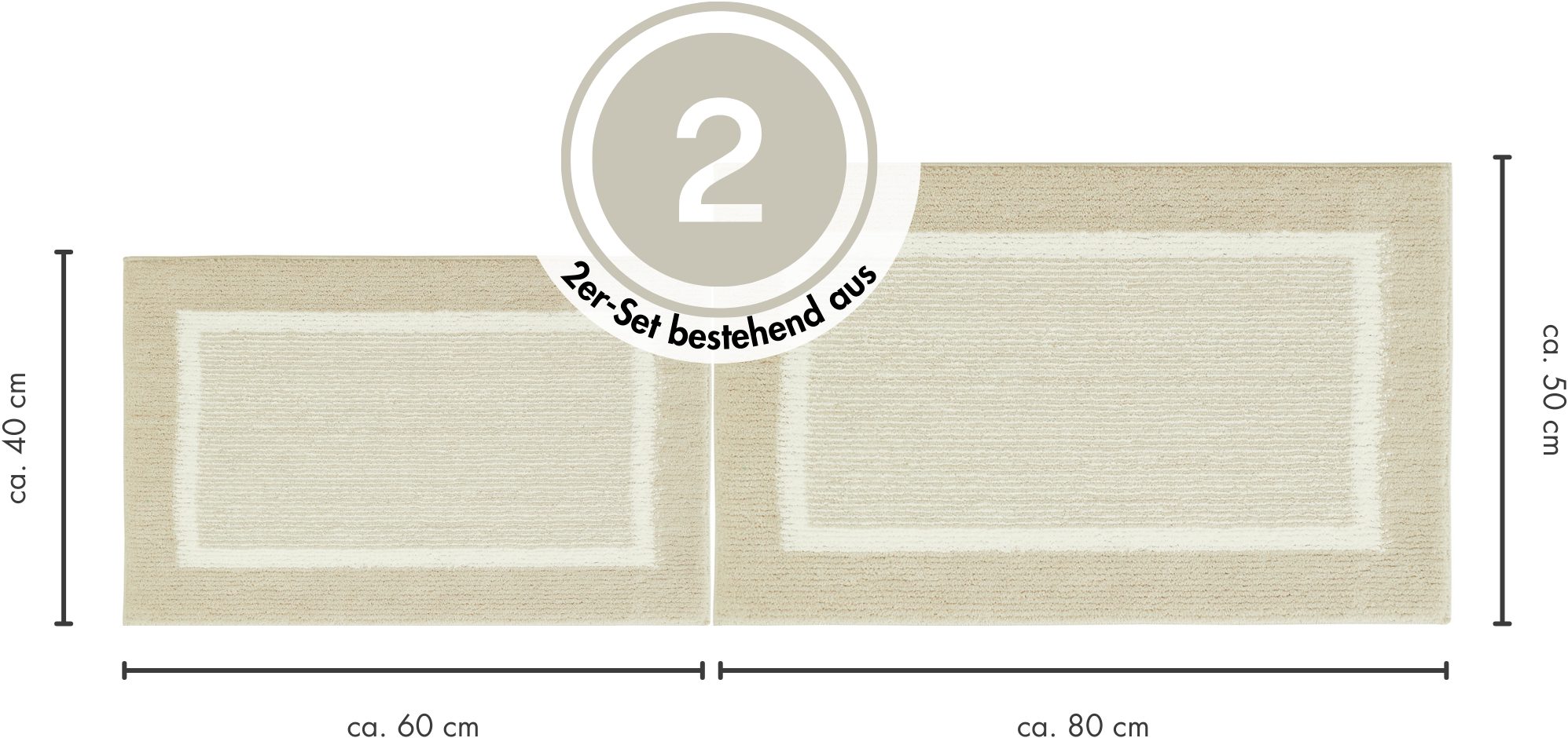 Andiamo Badmat Maui gestreept, met bies, ook verkrijgbaar als 2-delige set