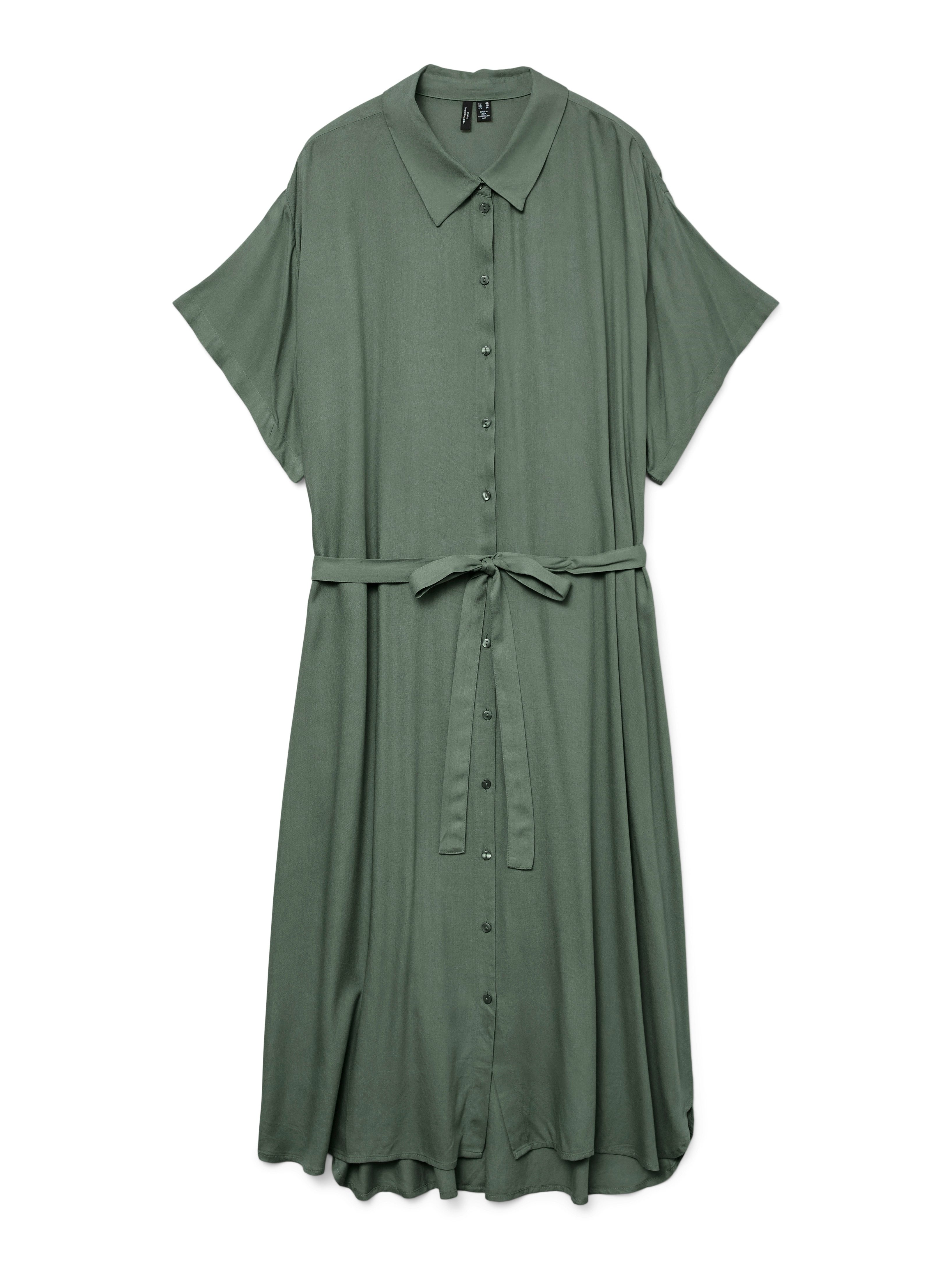 Vero Moda Curve Jurk met overhemdkraag VMBUMPY SS SHIRT DRESS WVN GA CUR
