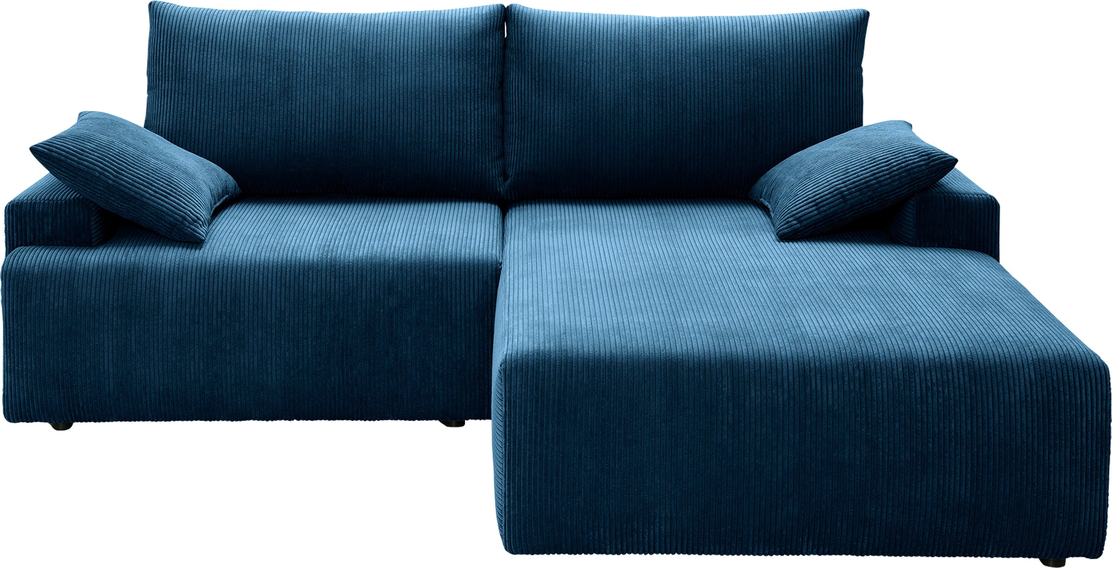 exxpo - sofa fashion Hoekbank Orinoko, actueel design en hoog zitcomfort, L-vorm inclusief bedfunctie en bedlade, mooie kleuren in trendy cord