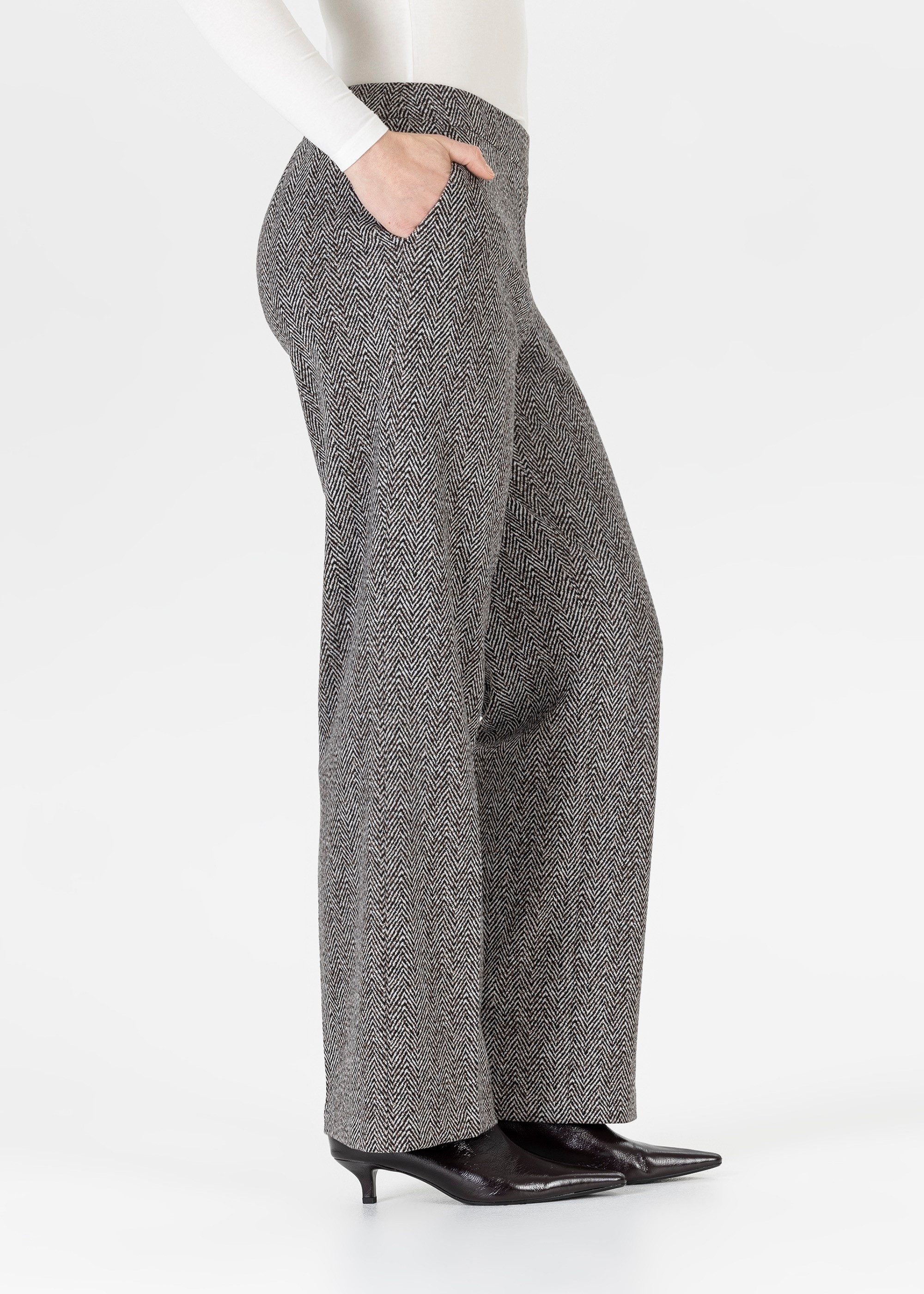 Stehmann Stoffen broek Flanna met visgraatpatroon