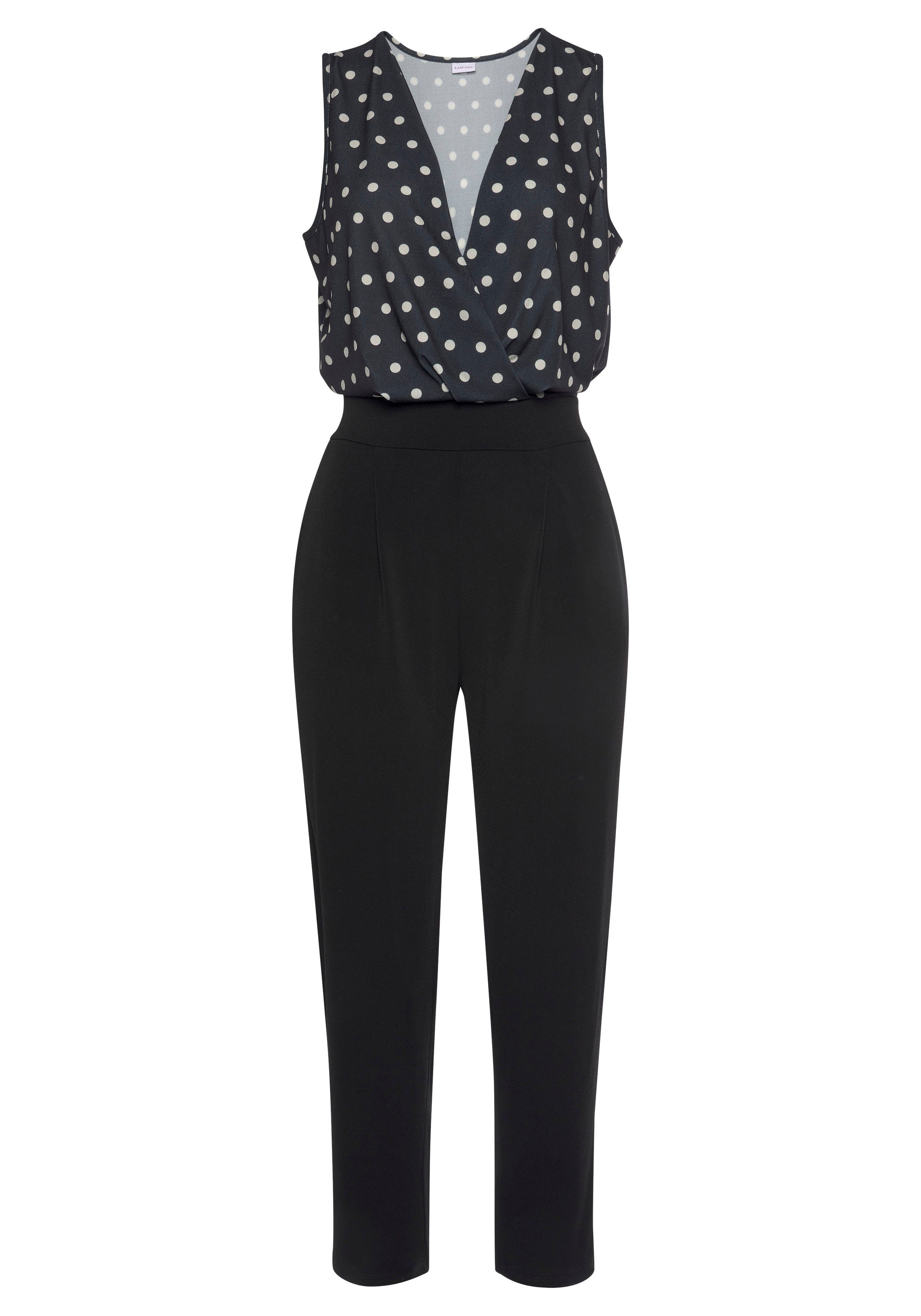 Lascana Jumpsuit met bedrukt bovenstuk, elegante jumpsuit met v-hals