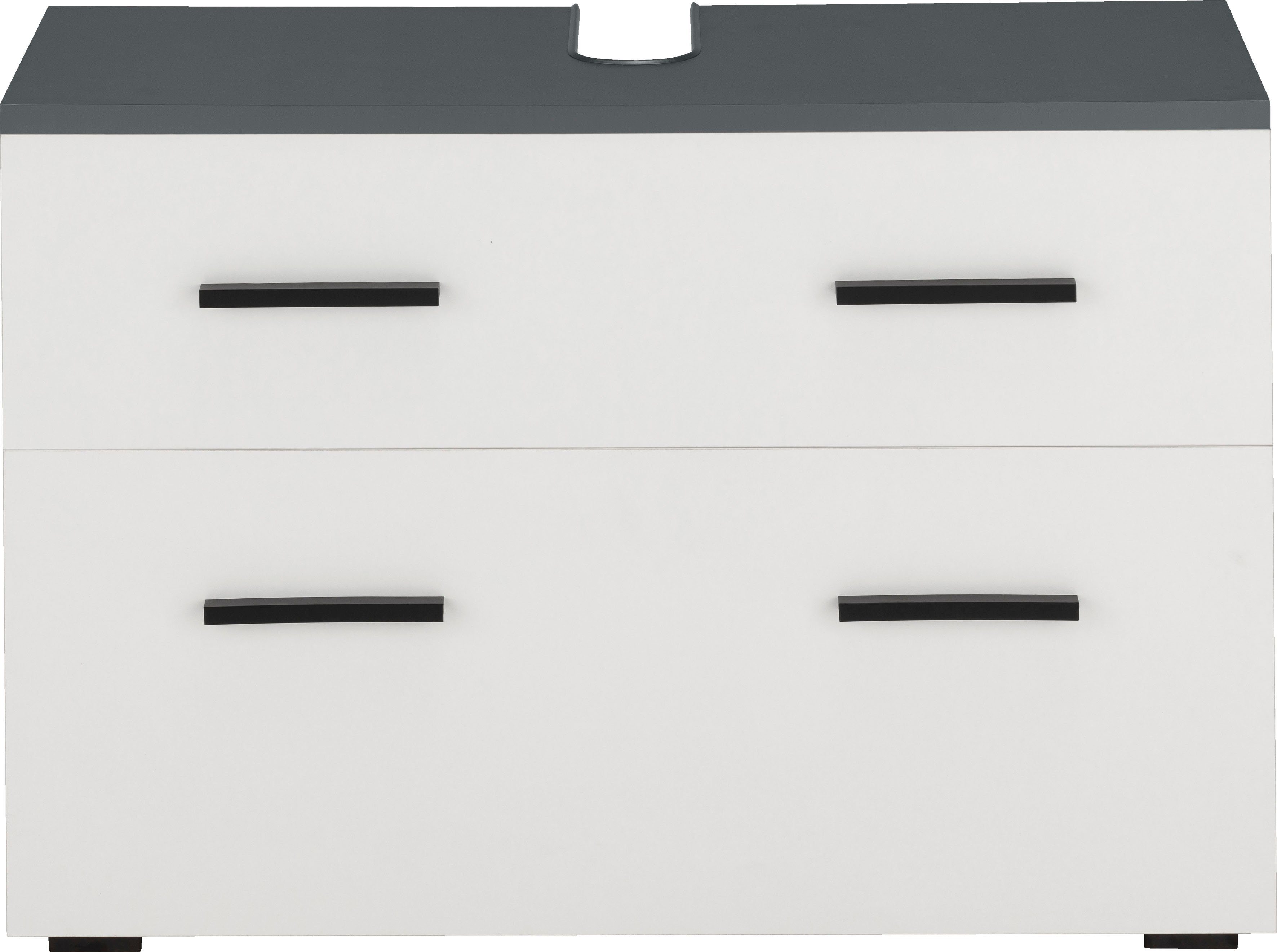 INOSIGN Wastafelonderkast Skara met klep en lade, zwarte grepen, breedte 80 cm, hoogte 55 cm