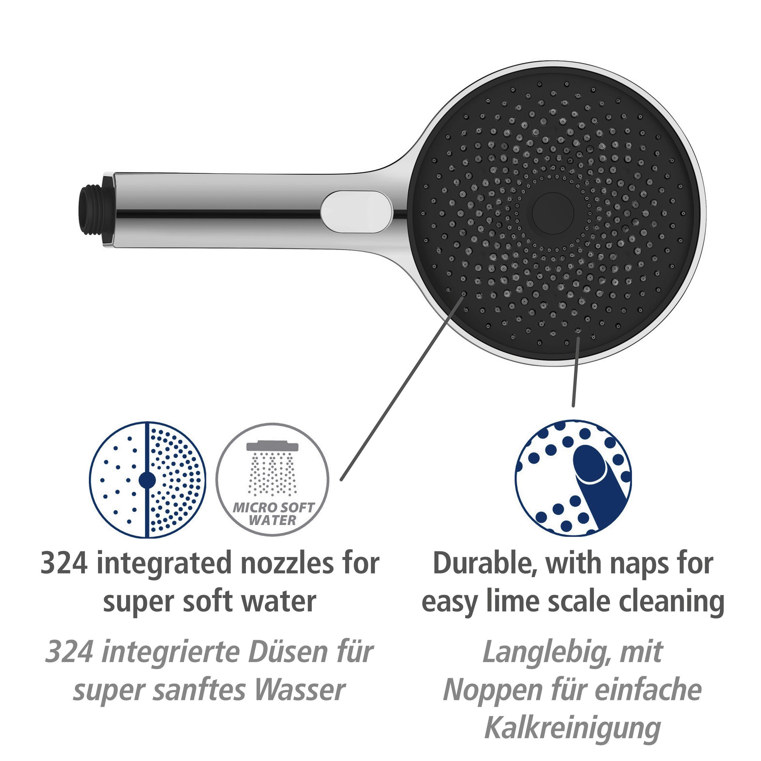 WENKO Douchestang-set Softwater Chroom, lengte stang: 68 cm