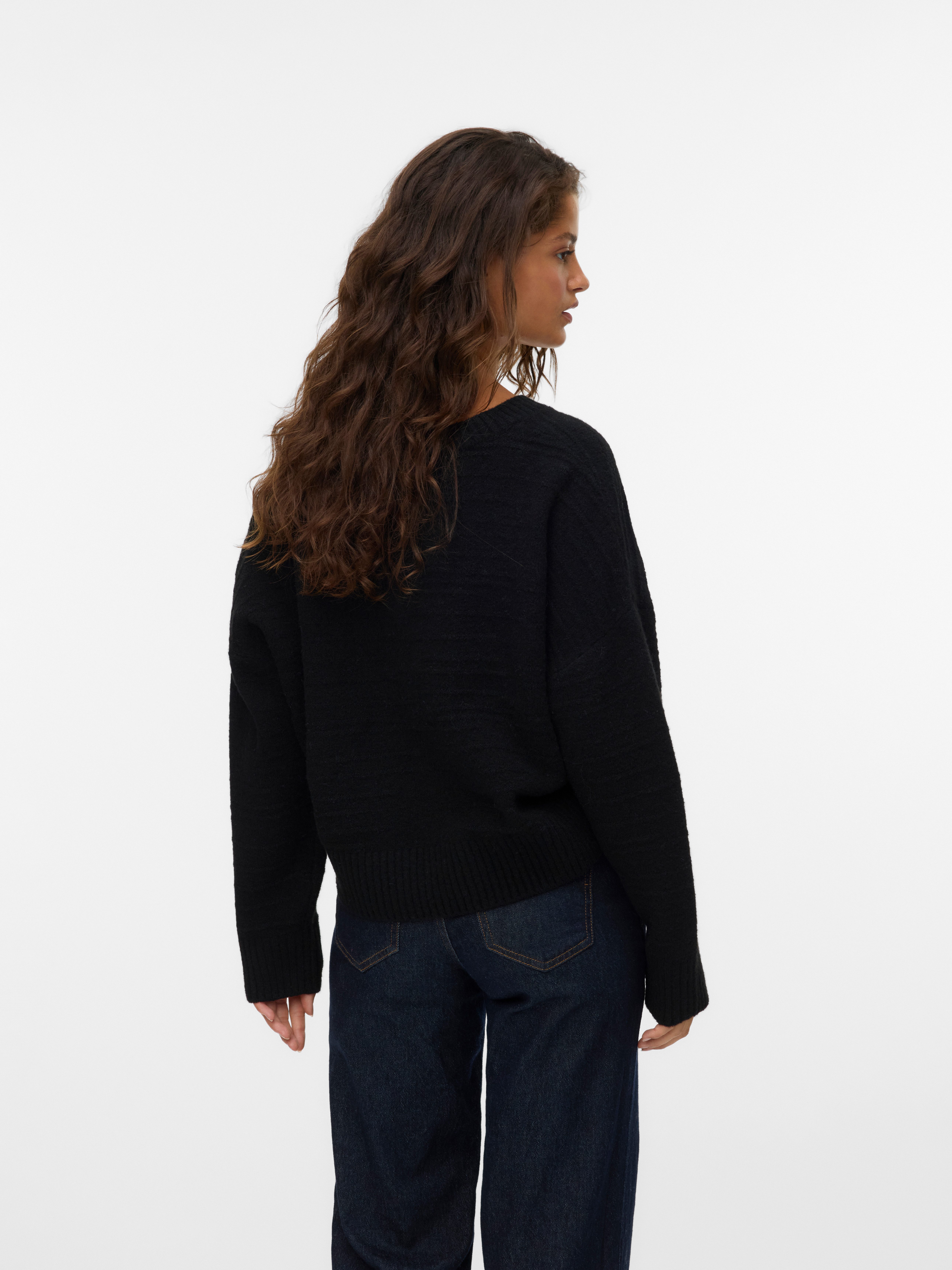 Vero Moda Gebreide trui VMBOOM STRUCTURE LS V-NECK PULLOVER BOO