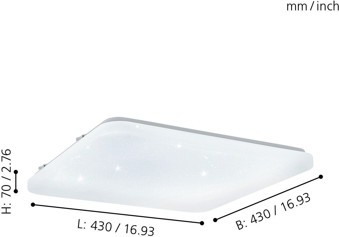 EGLO Led-plafondlamp FRANIA-S Plafondlamp met sterrenhemel-effect, lamp, wit, L: 43 cm (1 stuk)