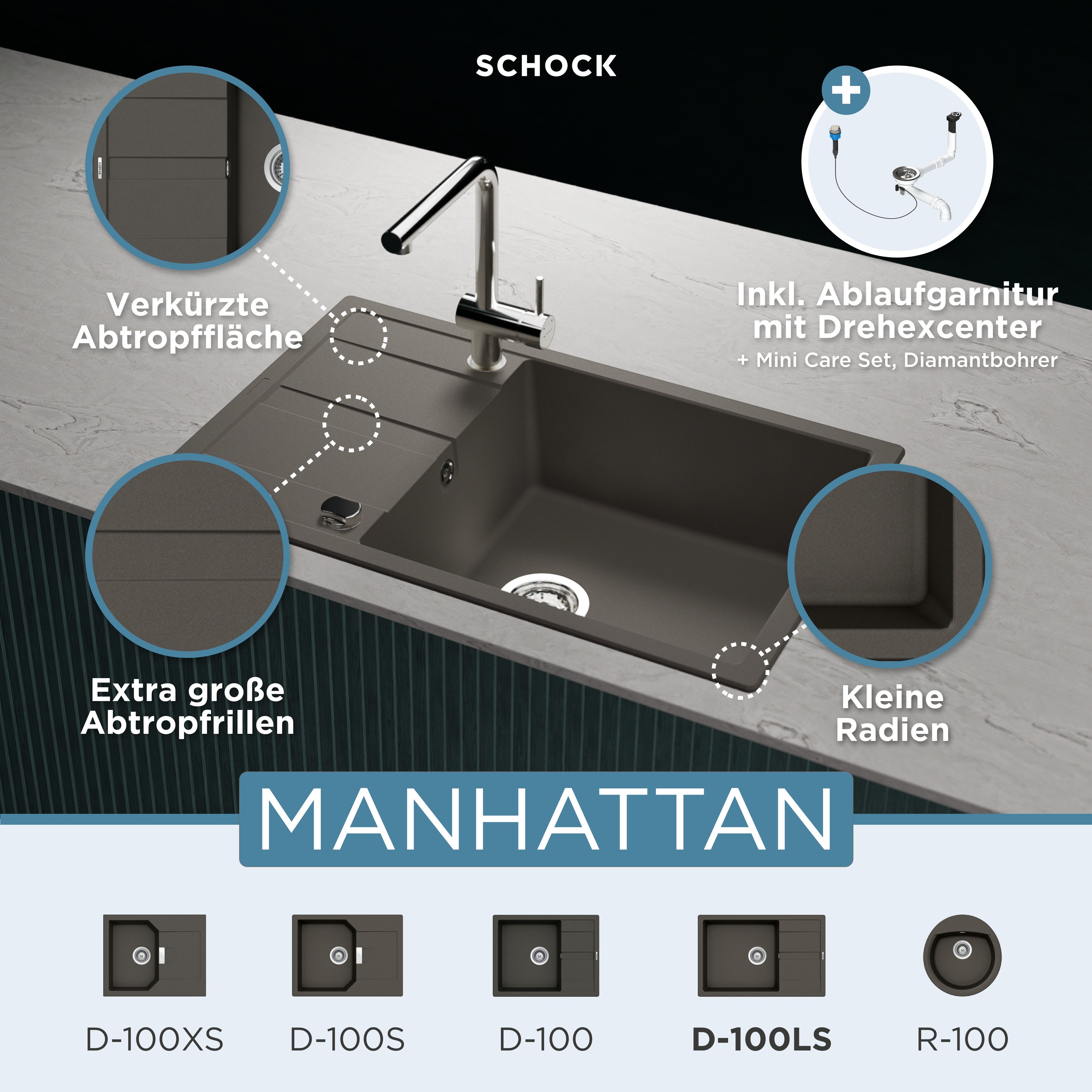 Schock Granieten spoelbak Manhattan D-100LS