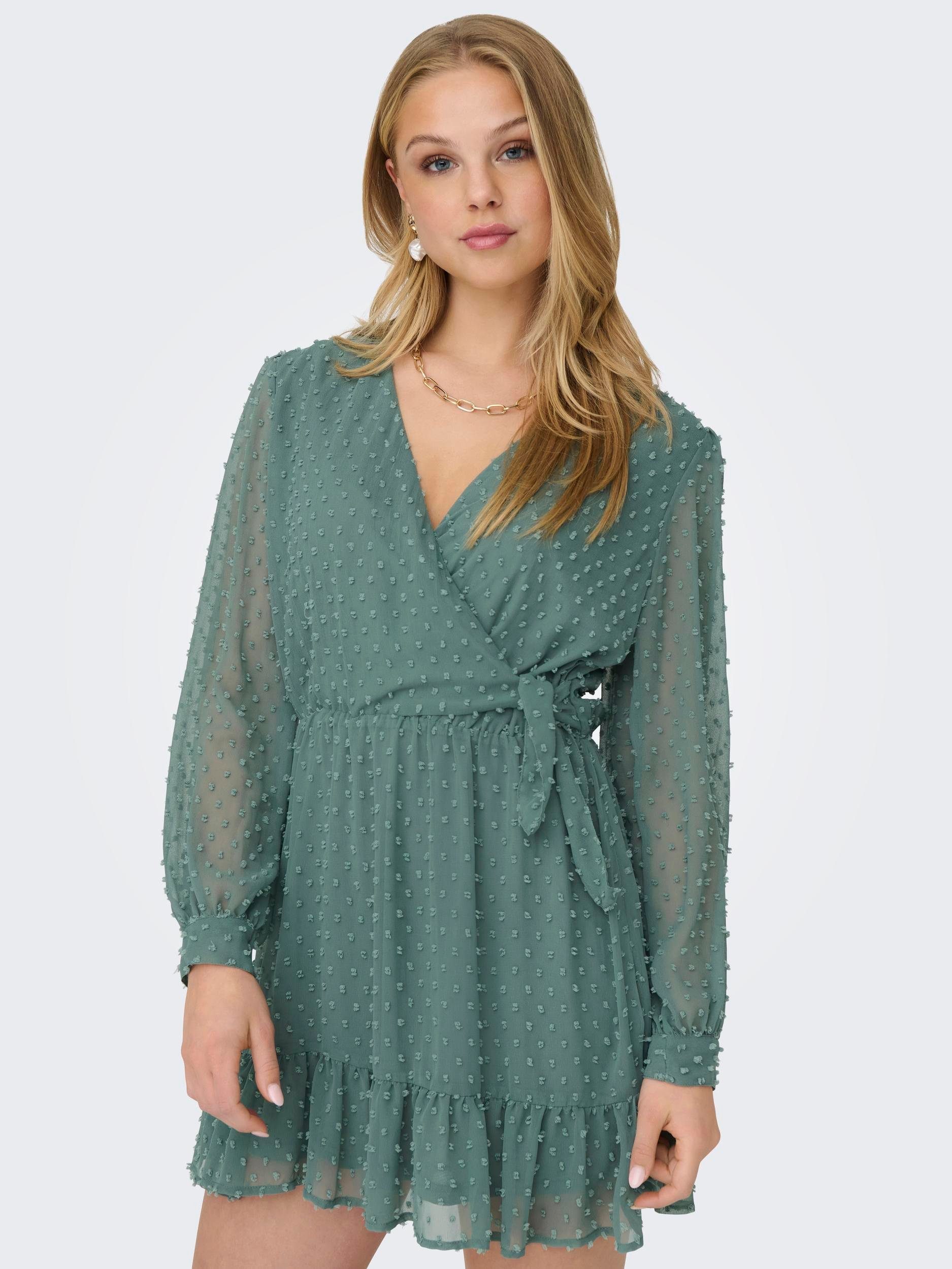 Only Wikkeljurk ONLTIVA L/S DOBBY FAKE WRAP DRESS WVN