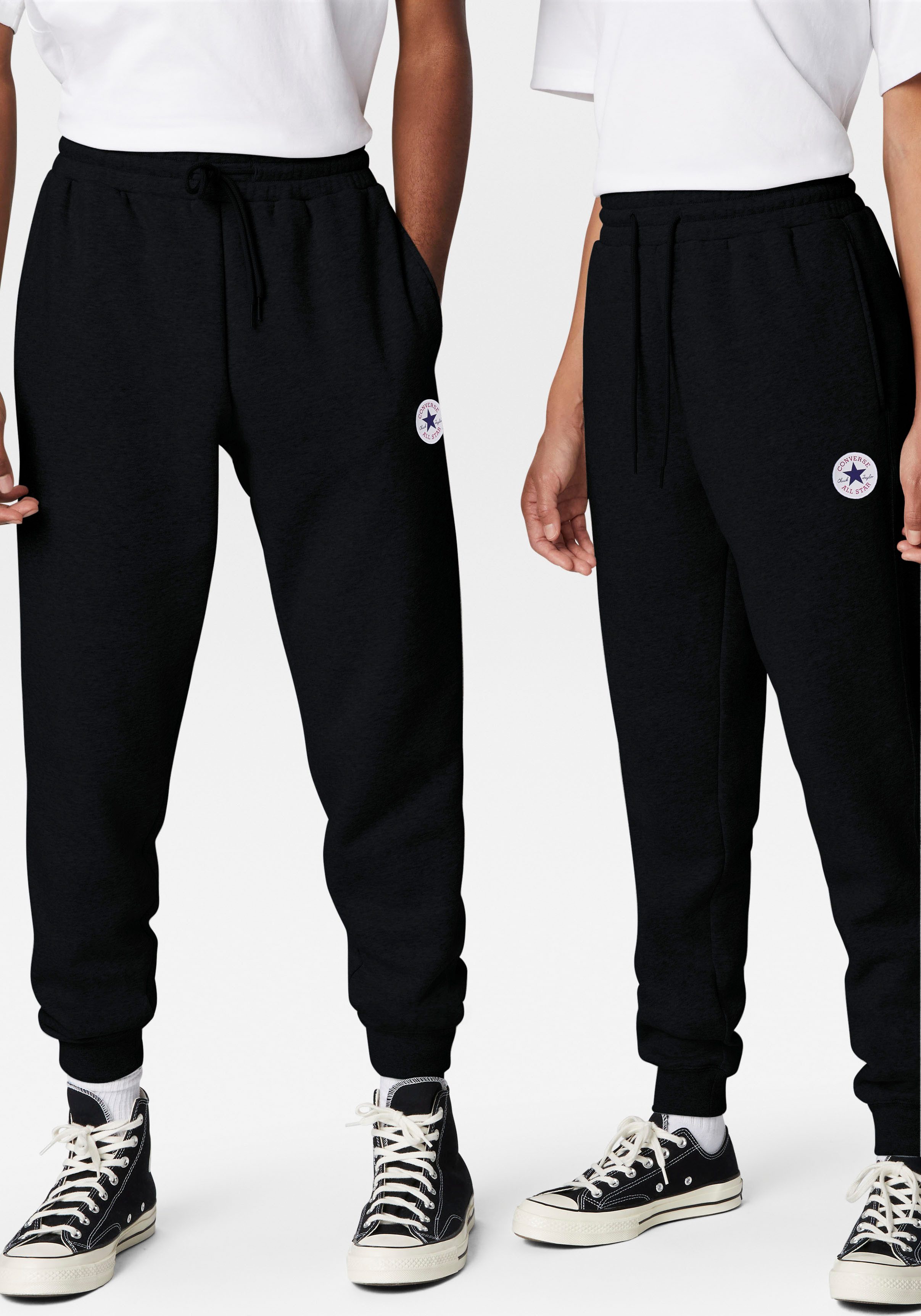 Converse Joggingbroek CONVERSE GO-TO STANDARD FIT CHUCK TAYLOR PATCH PANTS (1-delig) heren joggingbroeken maat M zwart