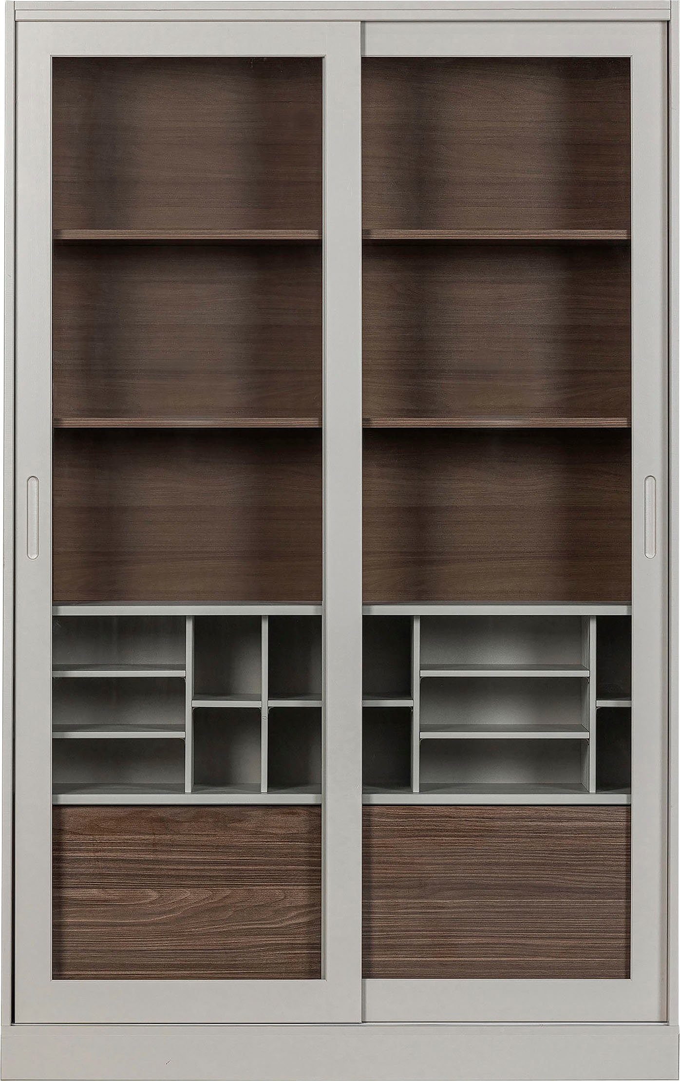 WOOOD Vitrinekast James met glas, veel opbergruimte, h 200 cm x b 125 cm vitrinekasten wit