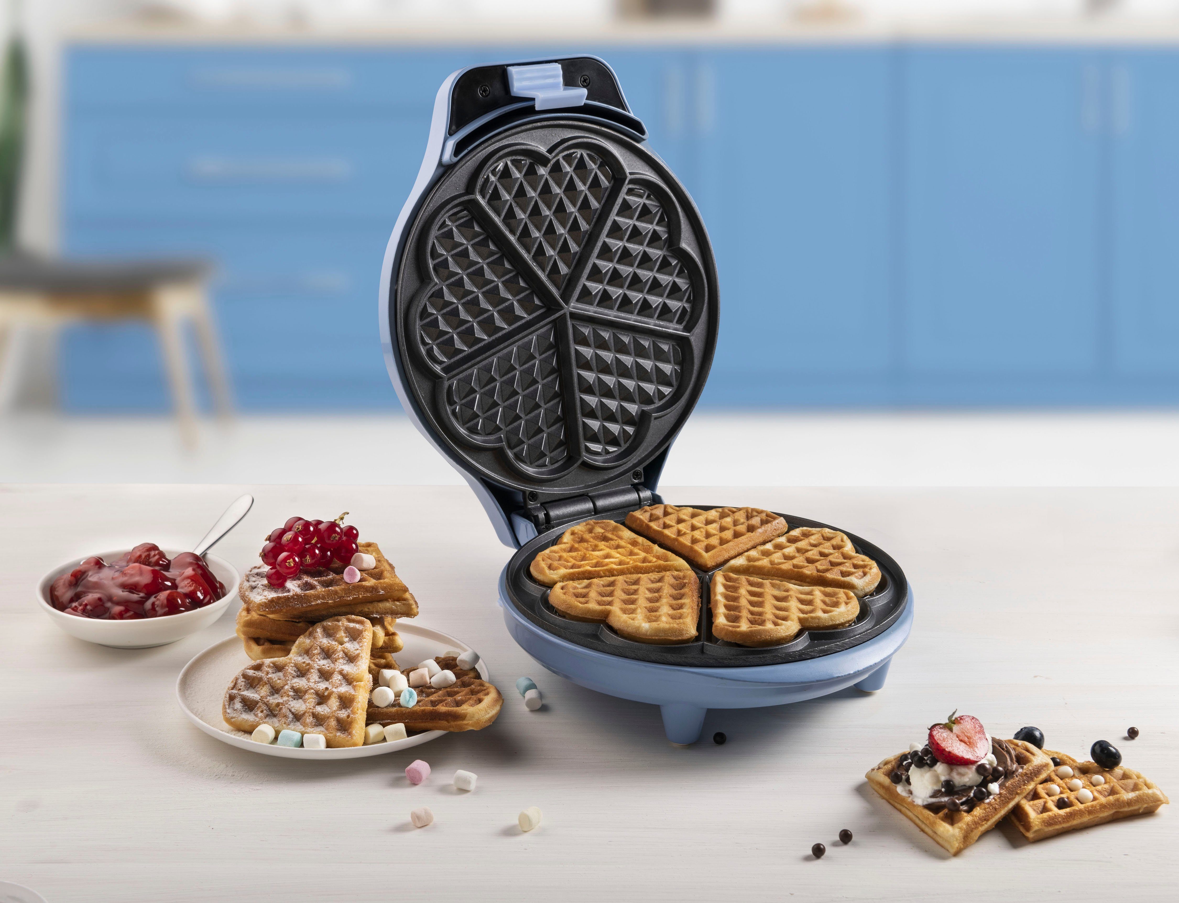 bestron Wafelijzer ASW217 voor klassieke hartvormige wafels, met antiaanbaklaag, retrodesign
