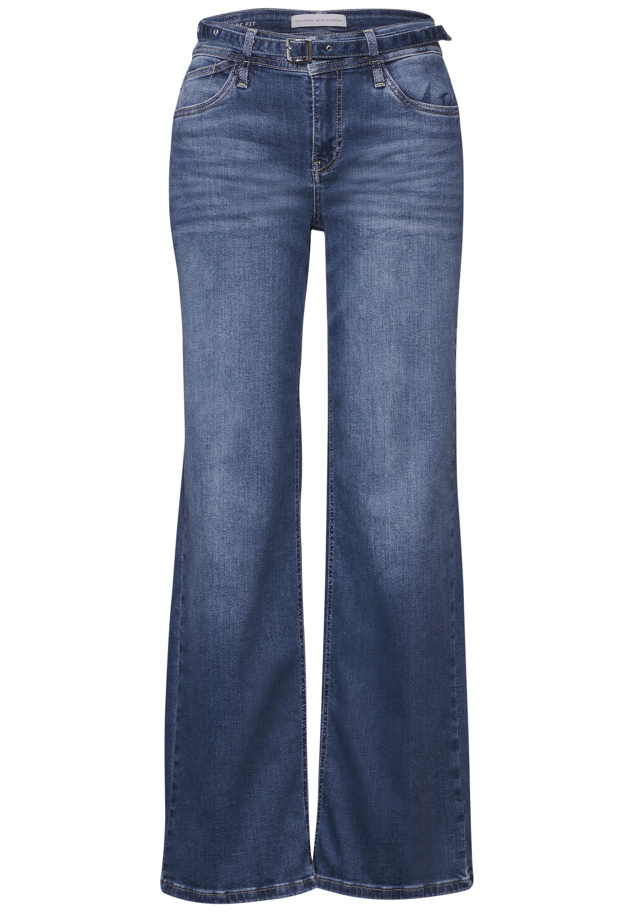 STREET ONE Wijde jeans met riem