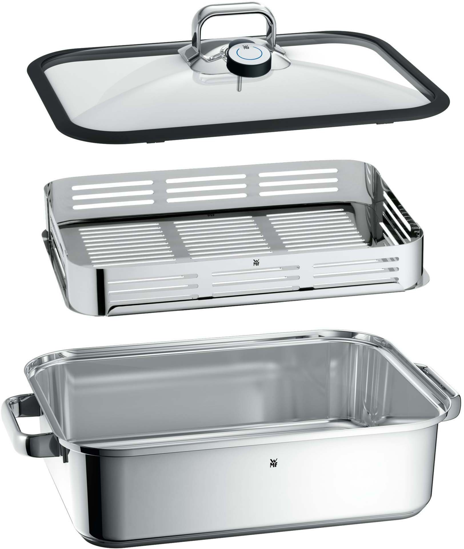 WMF Stoompan Vitalis braadpan met deksel verwijderbare thermometer, geschikt voor alle gangbare kookplaten stoompannen maat 27 cm x 10 cm