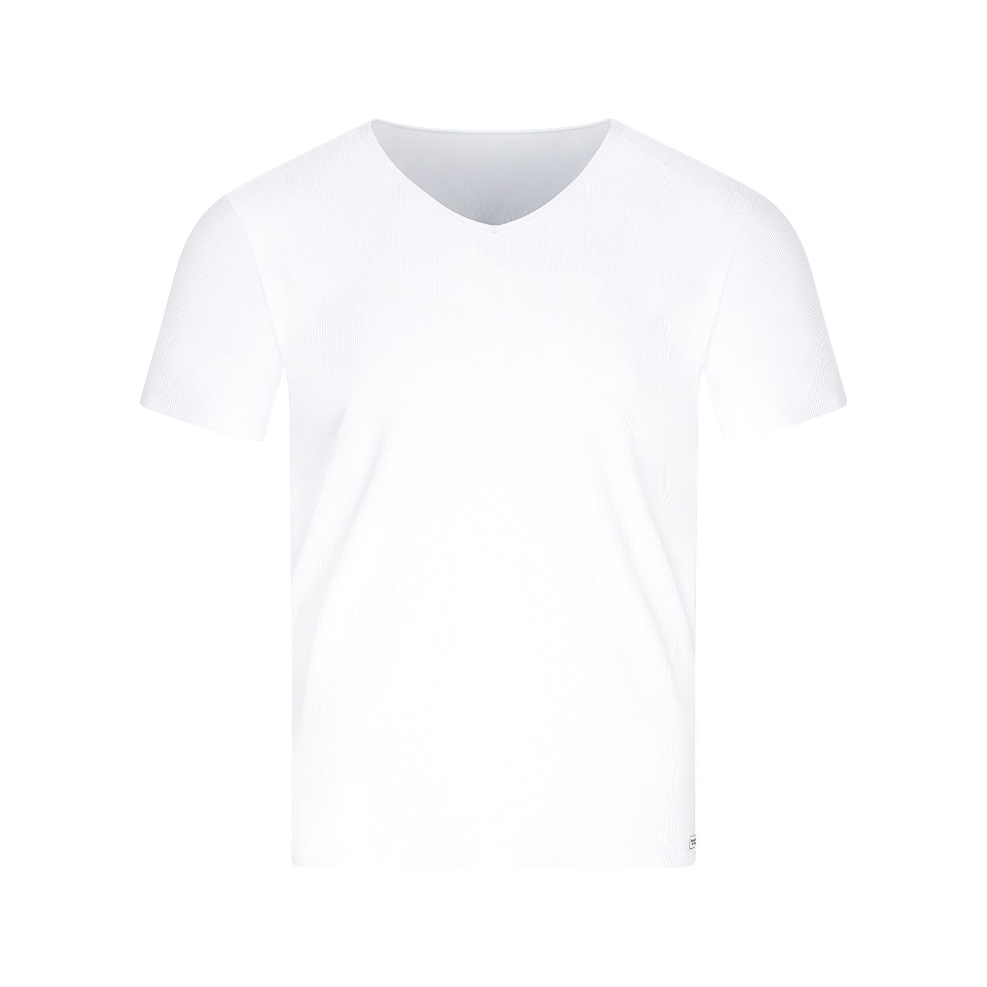 Bruno Banani Shirt met V-hals Fine Rib Fijnrib, korte mouw, V-hals, katoen-mix
