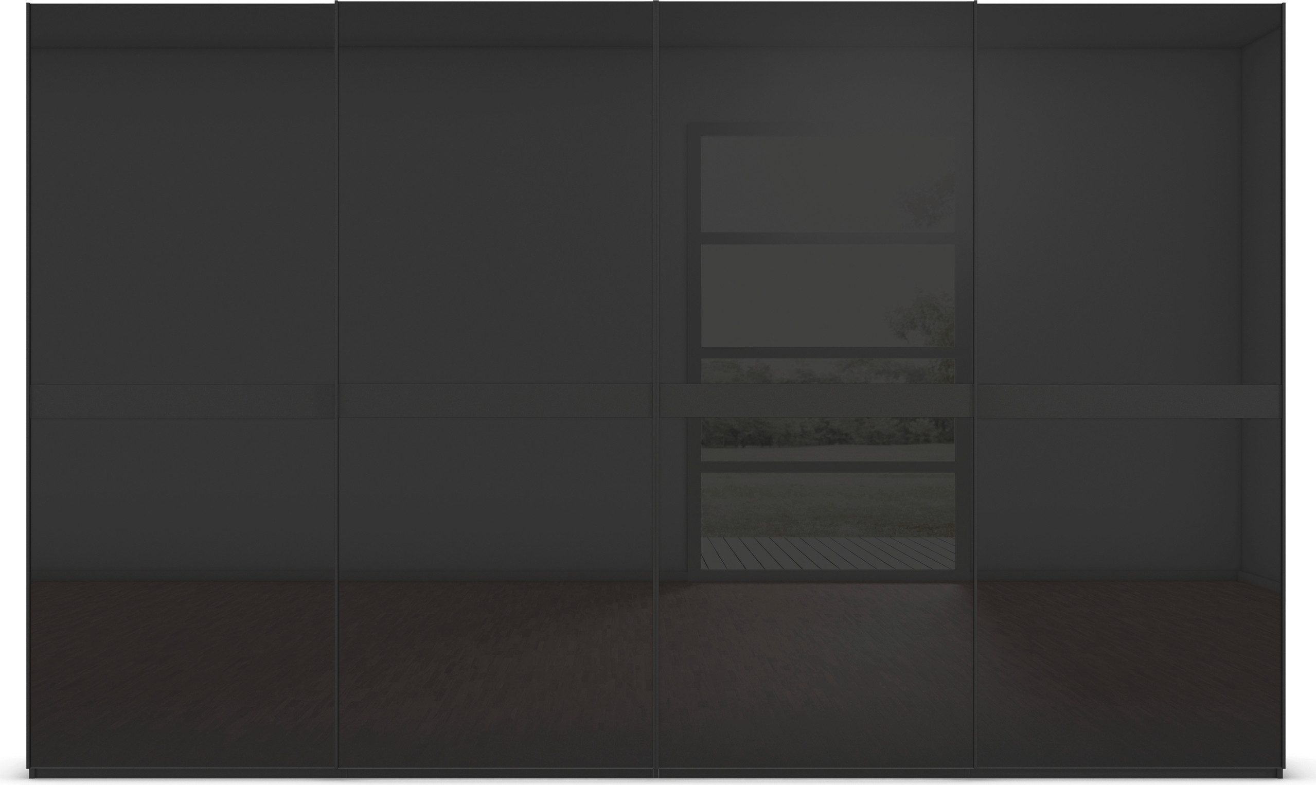 rauch Schuifdeurkast Kledingkast kast garderobe slaapkamerkast SCALE-LINE edel uiterlijk met buikband in corpuskleur met glasfront made in germany
