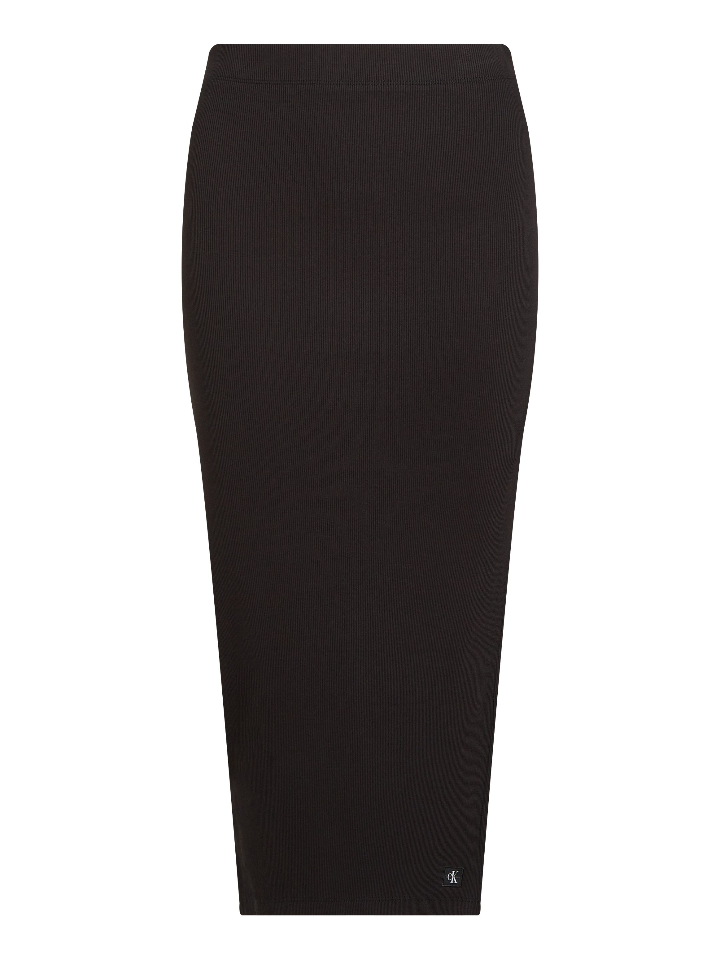 Calvin Klein Midirok WOVEN LABEL RIB SKIRT met split in de pijpen