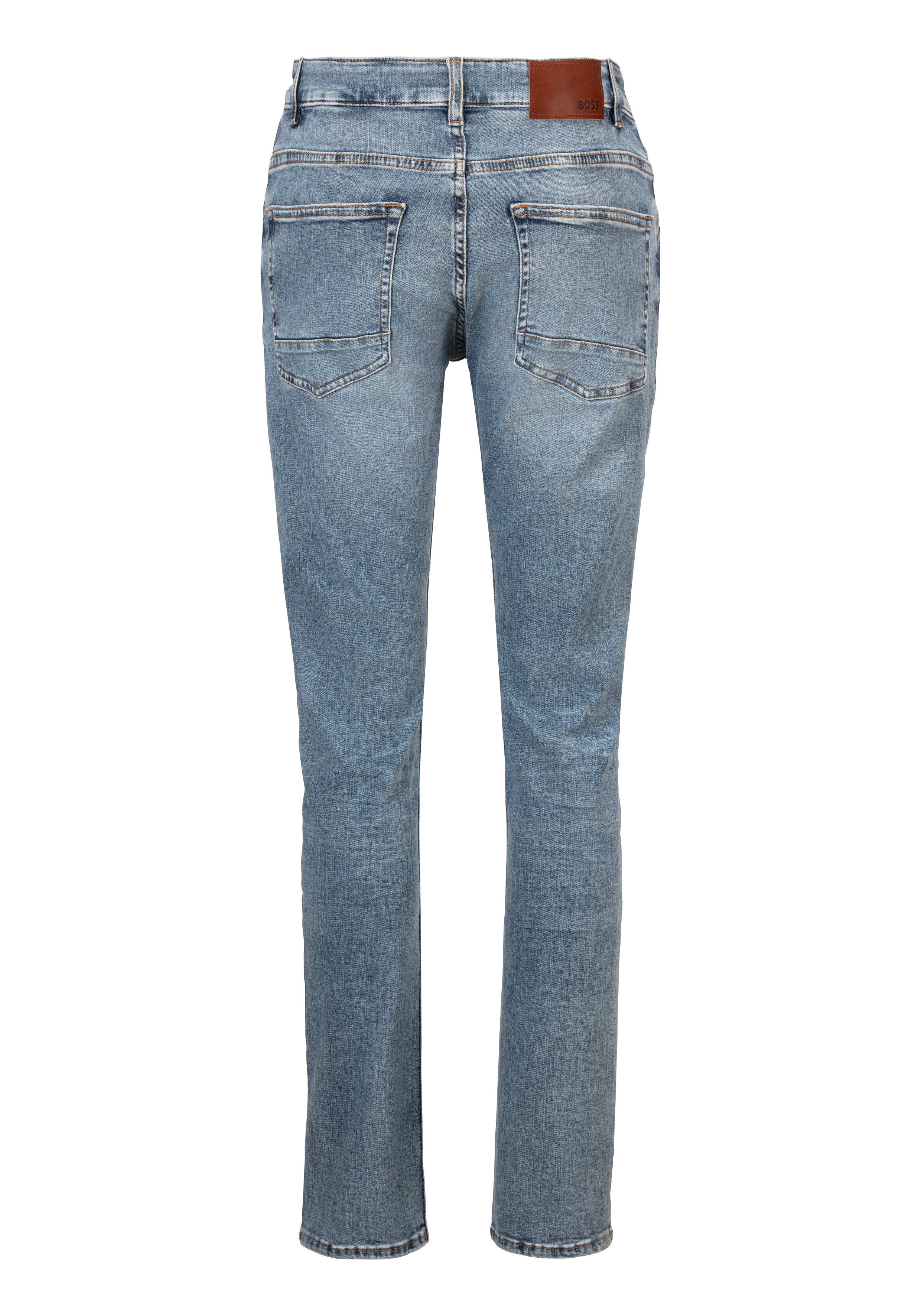 Boss Orange Slim fit jeans Delaware met leren badge