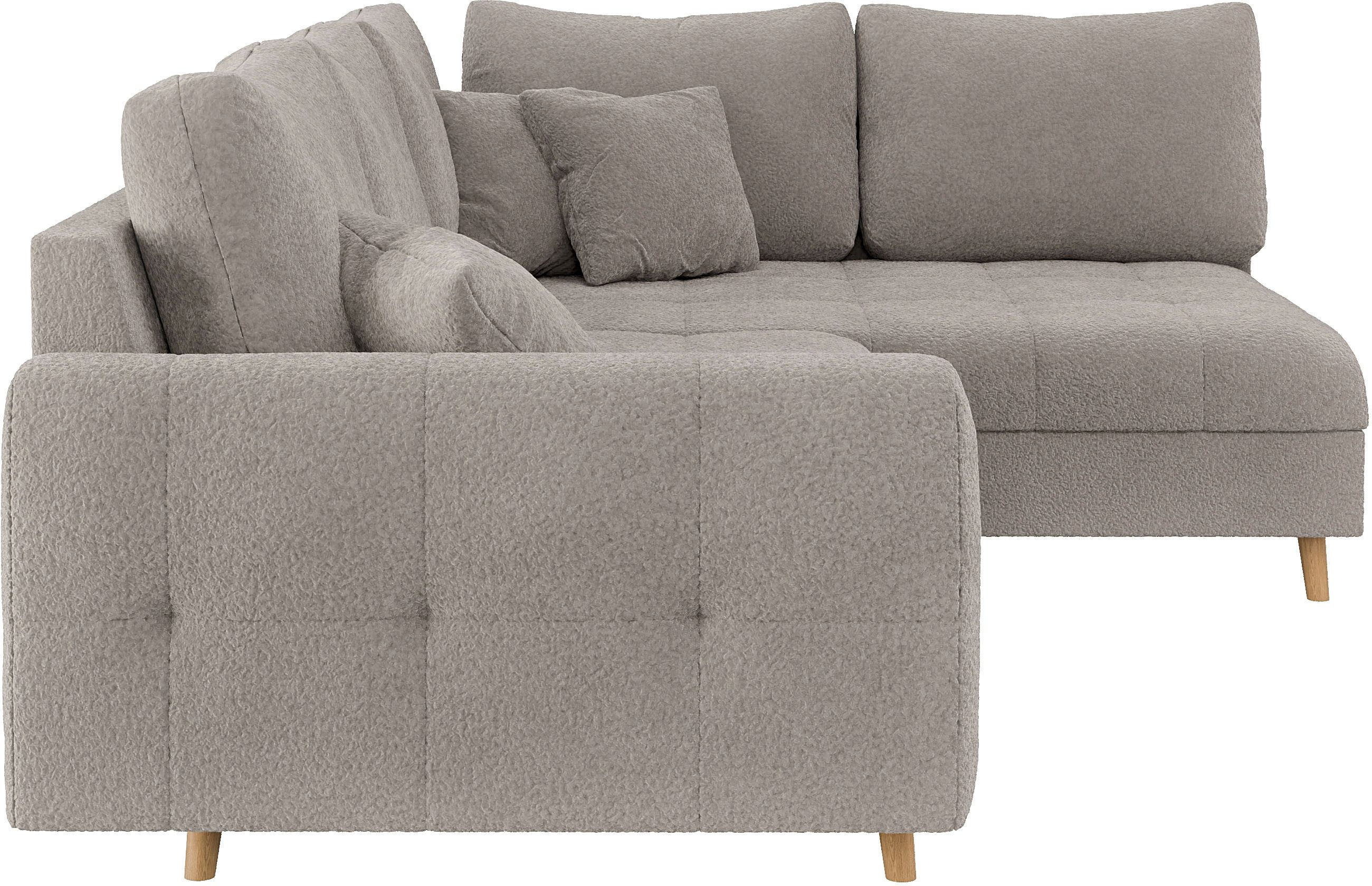 Home affaire Hoekbank CHARRE L-vorm met ottomane, afmetingen B/D/H: 231/161/81 cm fijne stiksels, losse rug- en sierkussens, ook in cord en bouclé