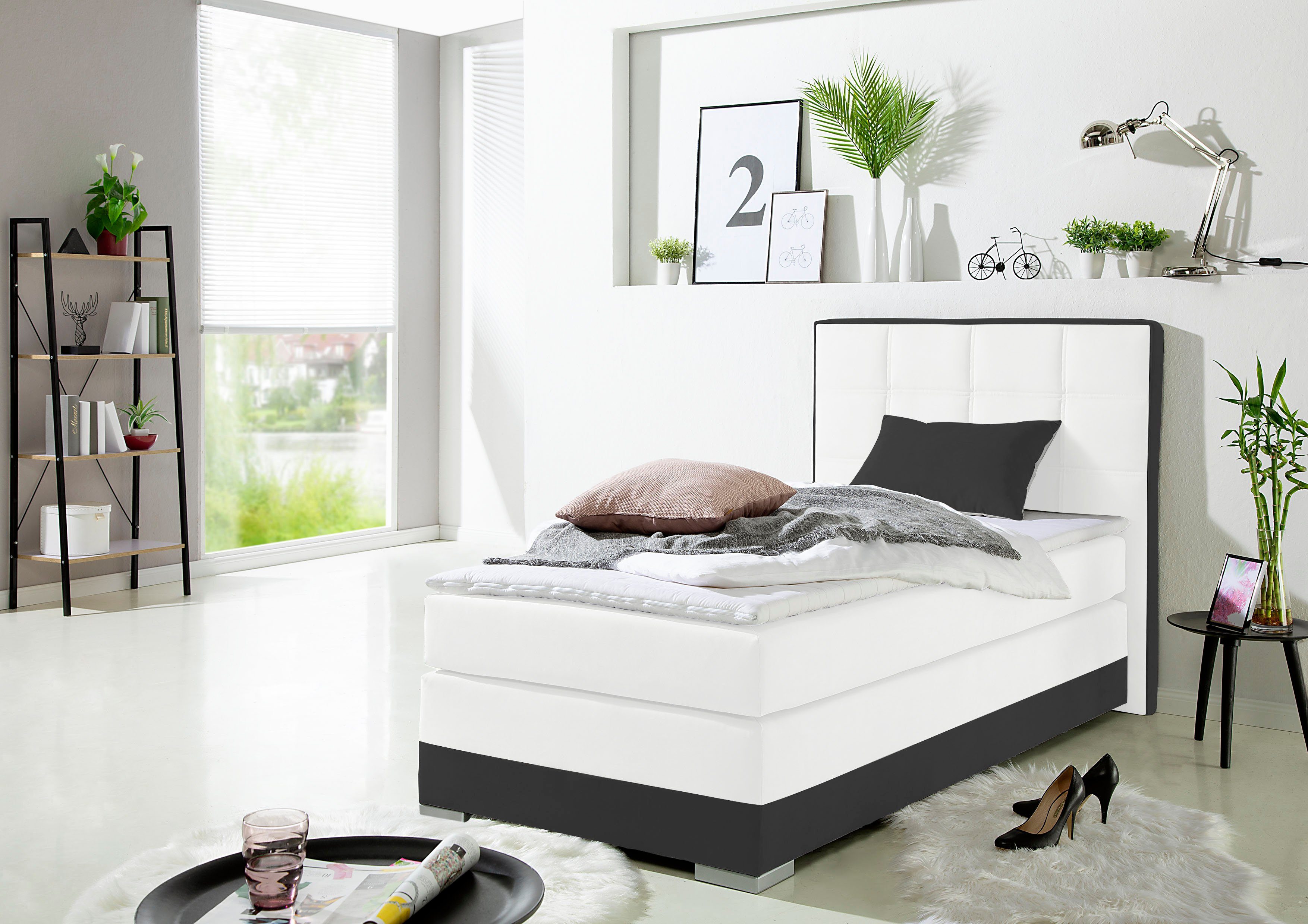 INOSIGN Boxspring inclusief topmatras en tweezijdig te gebruiken kussen boxsprings wit