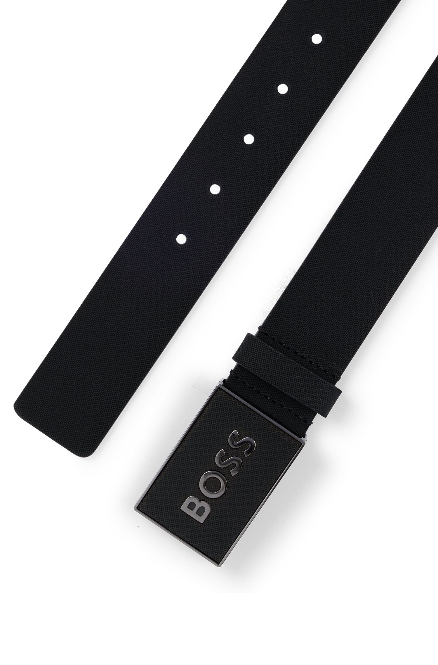 Boss Leren riem Boss Icon-S1 Sz40 met groot boss schrift op de gesp