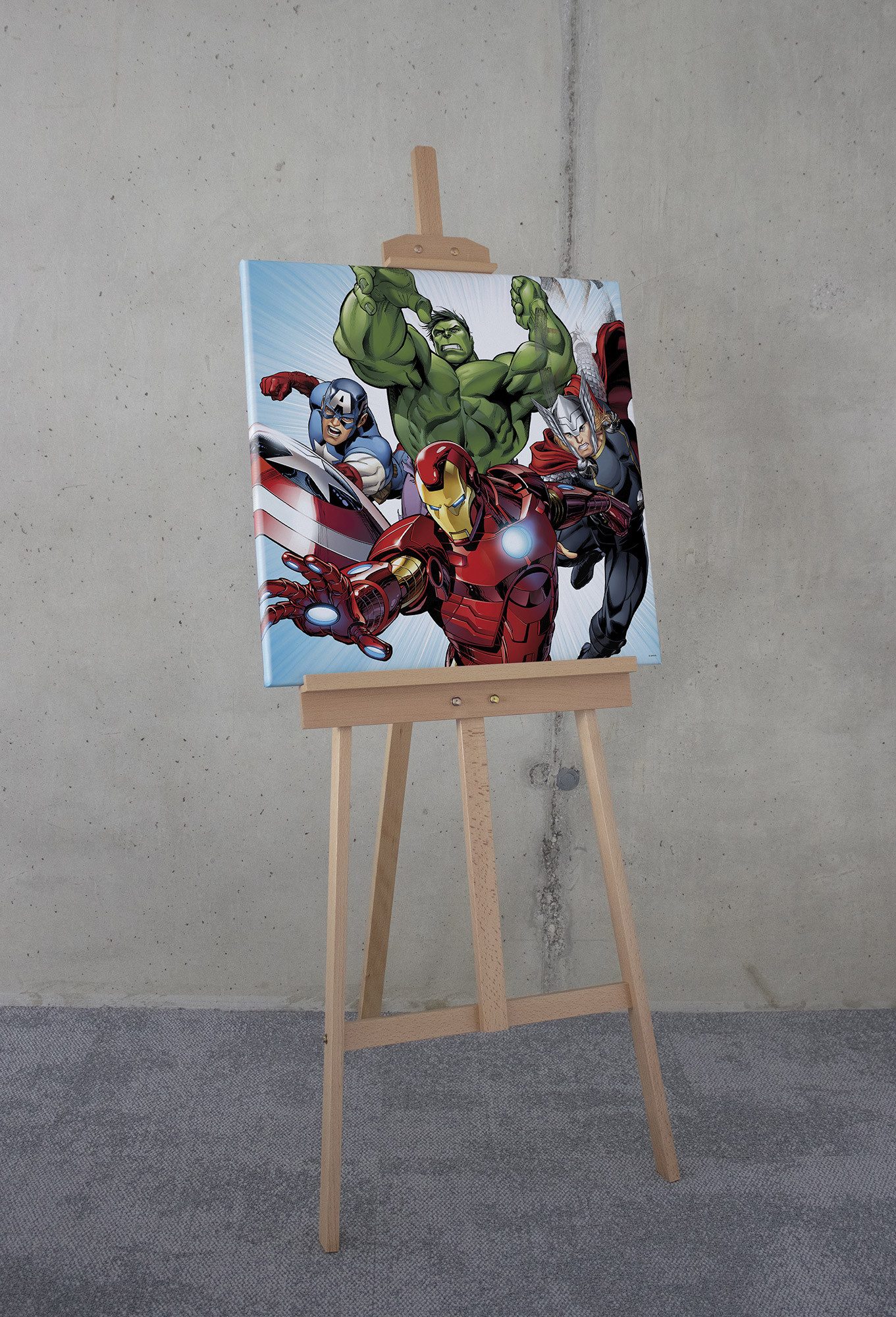 Komar Artprint op linnen Marvel Avengers Teampower 60 x 90 cm (breedte x hoogte) - kinderkamer, decoratie (1 stuk)