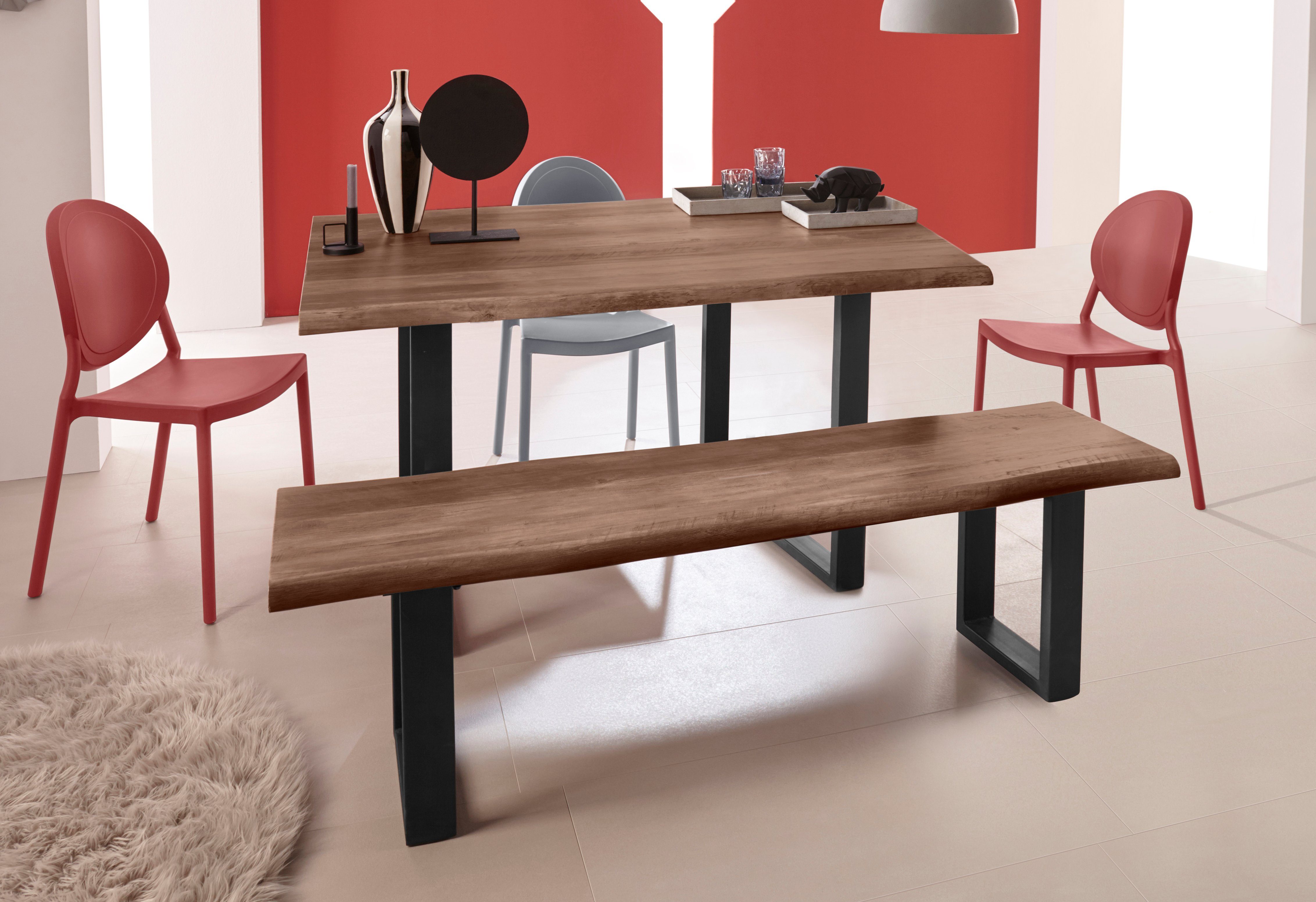 INOSIGN Zitbank Selina met mooi metalen frame en van folie voorziene hout-look op het zitoppervlak