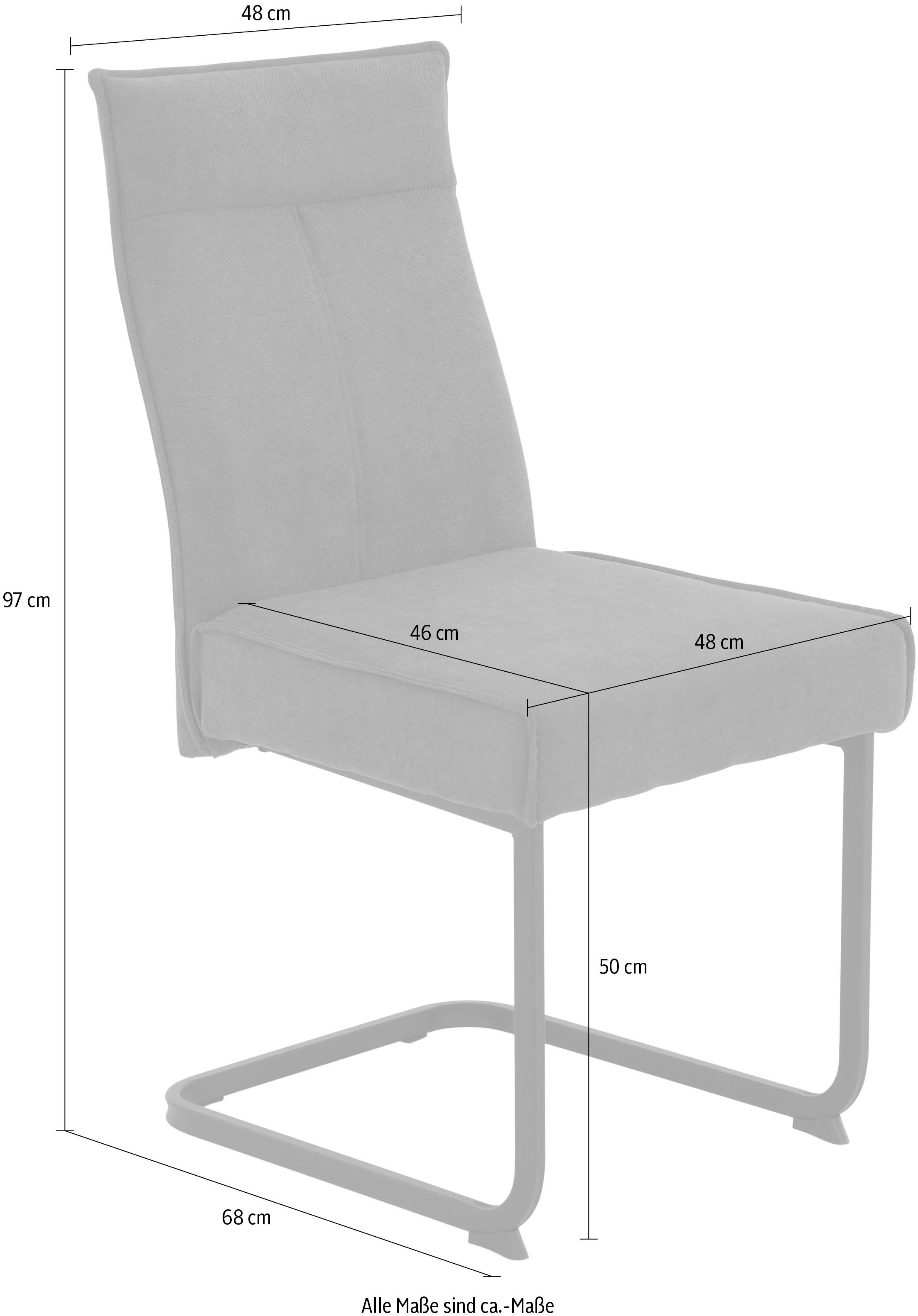 HELA Vrijdragende stoel KAREN eetkamerstoel XL-breedte, comfortzit, pocketvering, greep, 140kg belastbaar (set, 4 stuks)