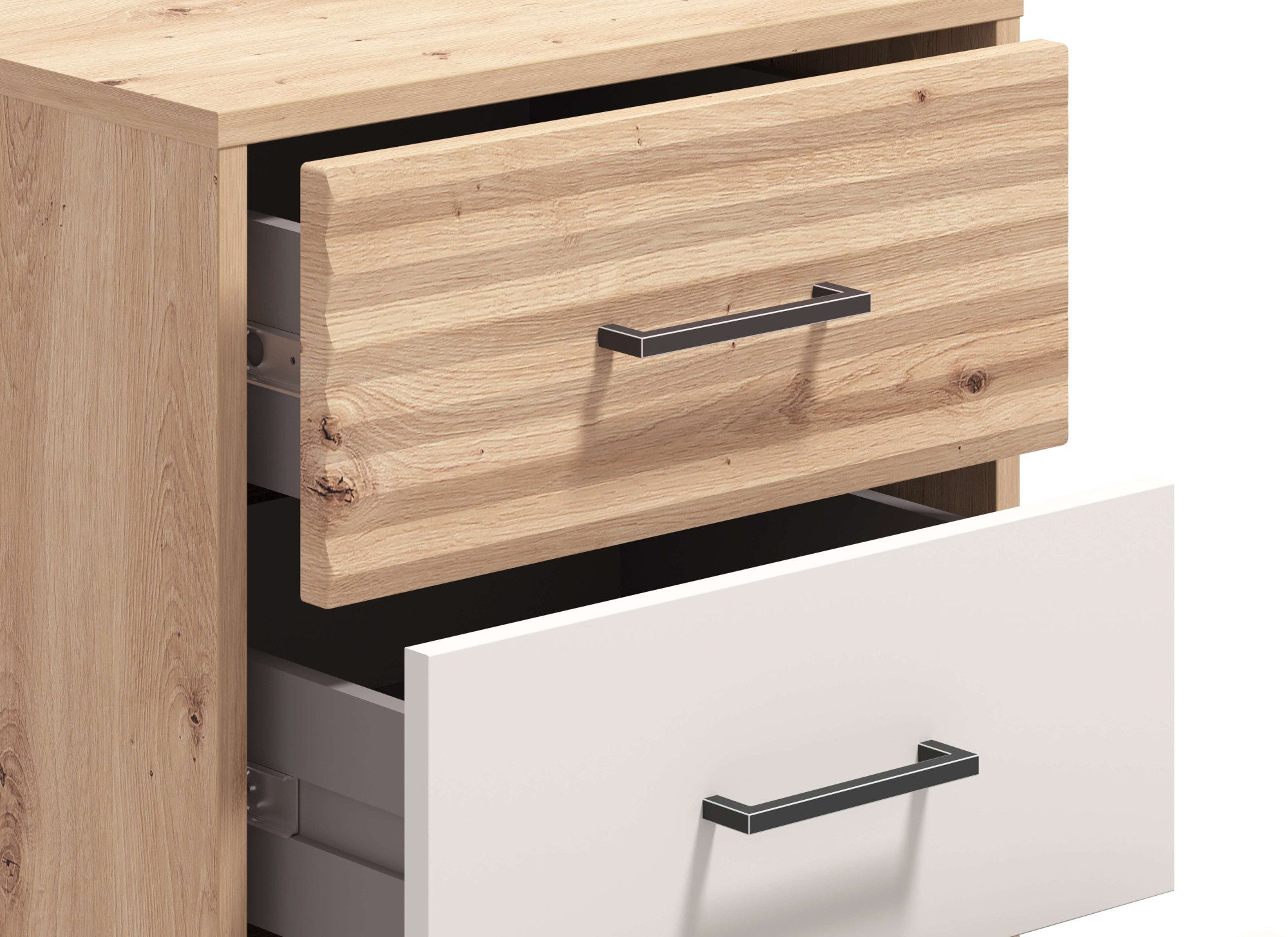 INOSIGN Nachtkastje Modena nachtkastje met 2 of 3 lades FSC®-gecertificeerd trendy kleur cashmere, ideaal voor kleine ruimtes