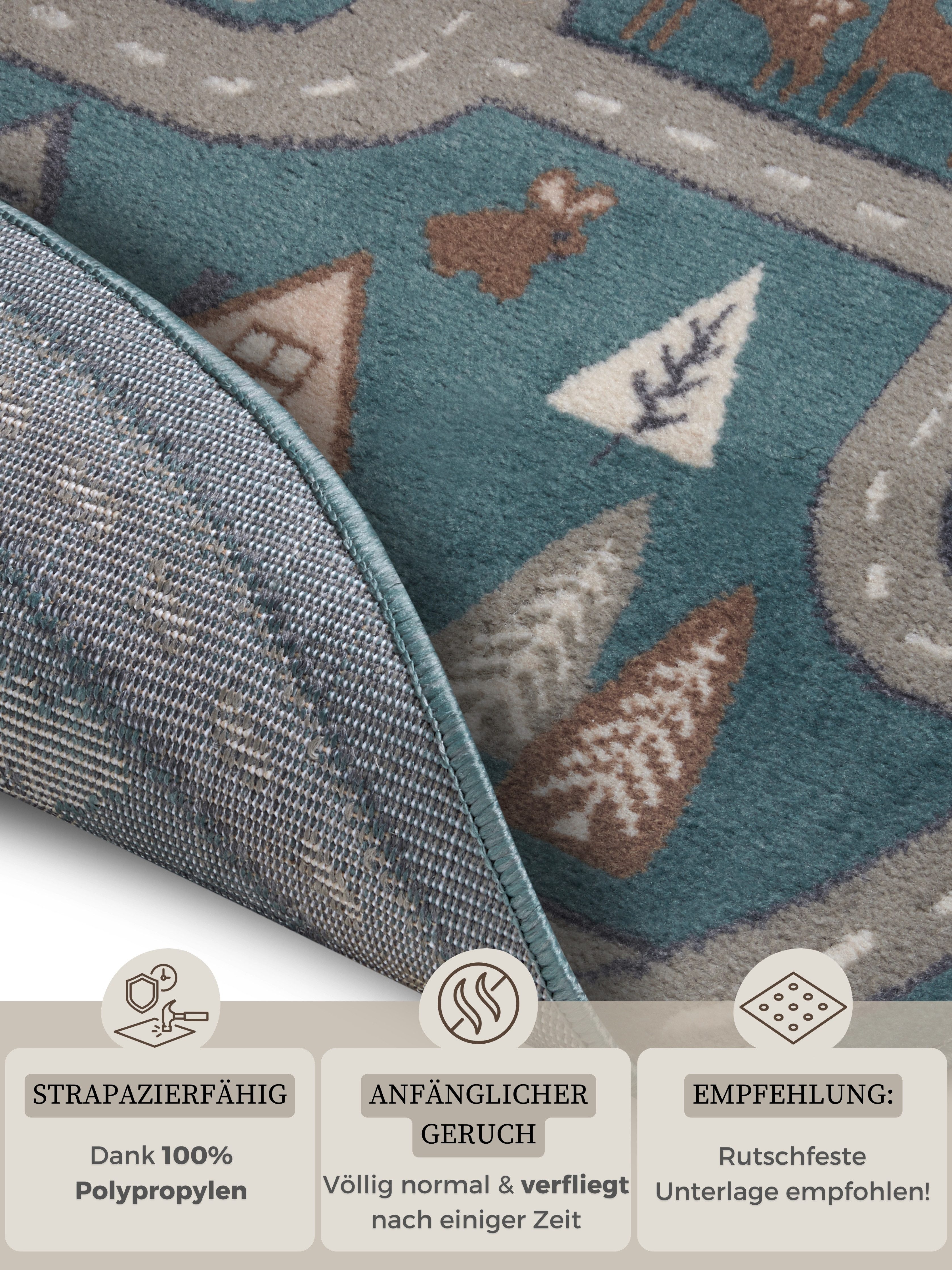 HANSE Home Kindervloerkleed Adventures Streets Speeltapijt, stevig, kinderkamer, kortpolig, speelondergrond