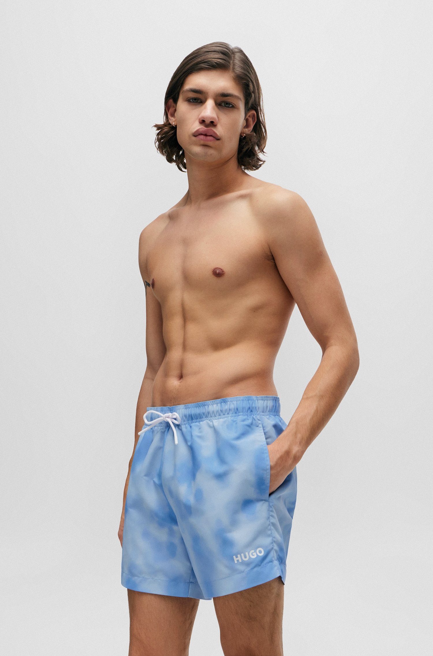 HUGO underwear Zwemshort Wes met batikprint