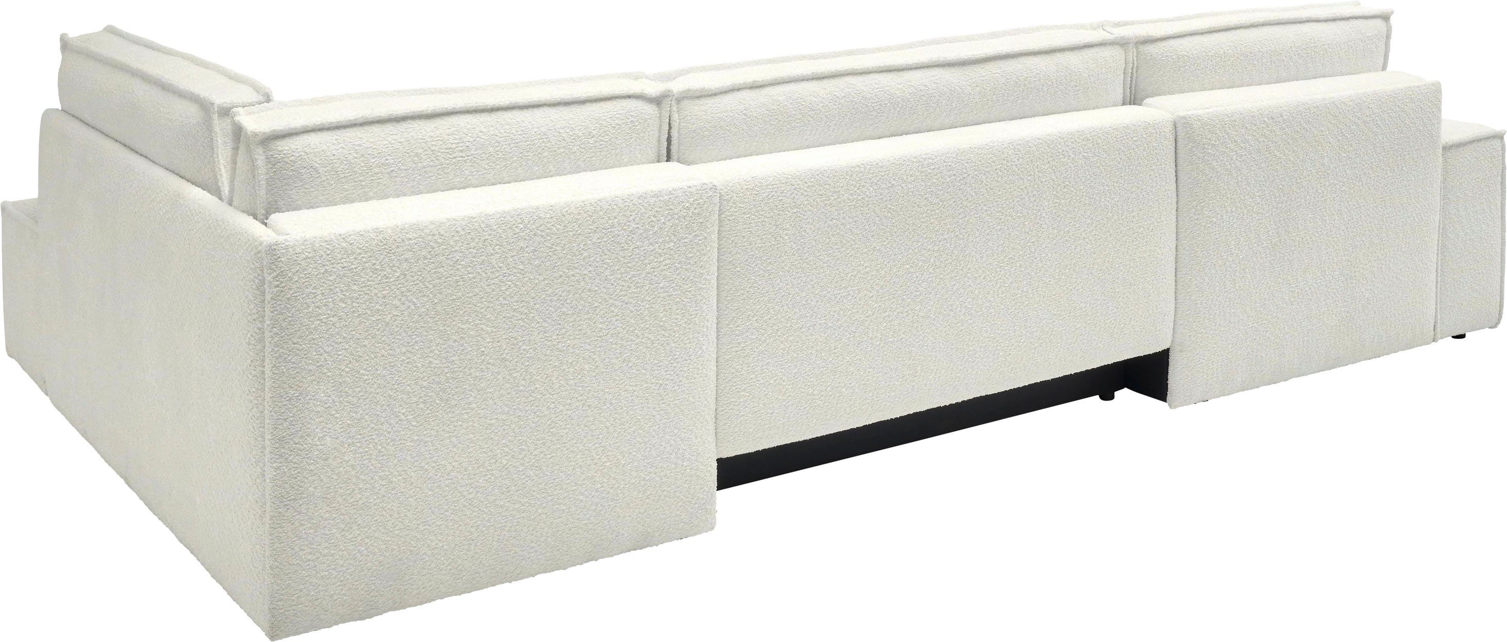 andas Zithoek FINNLEY U-model XXL 329 cm, bedbank, slaapfunctie m. bedkist