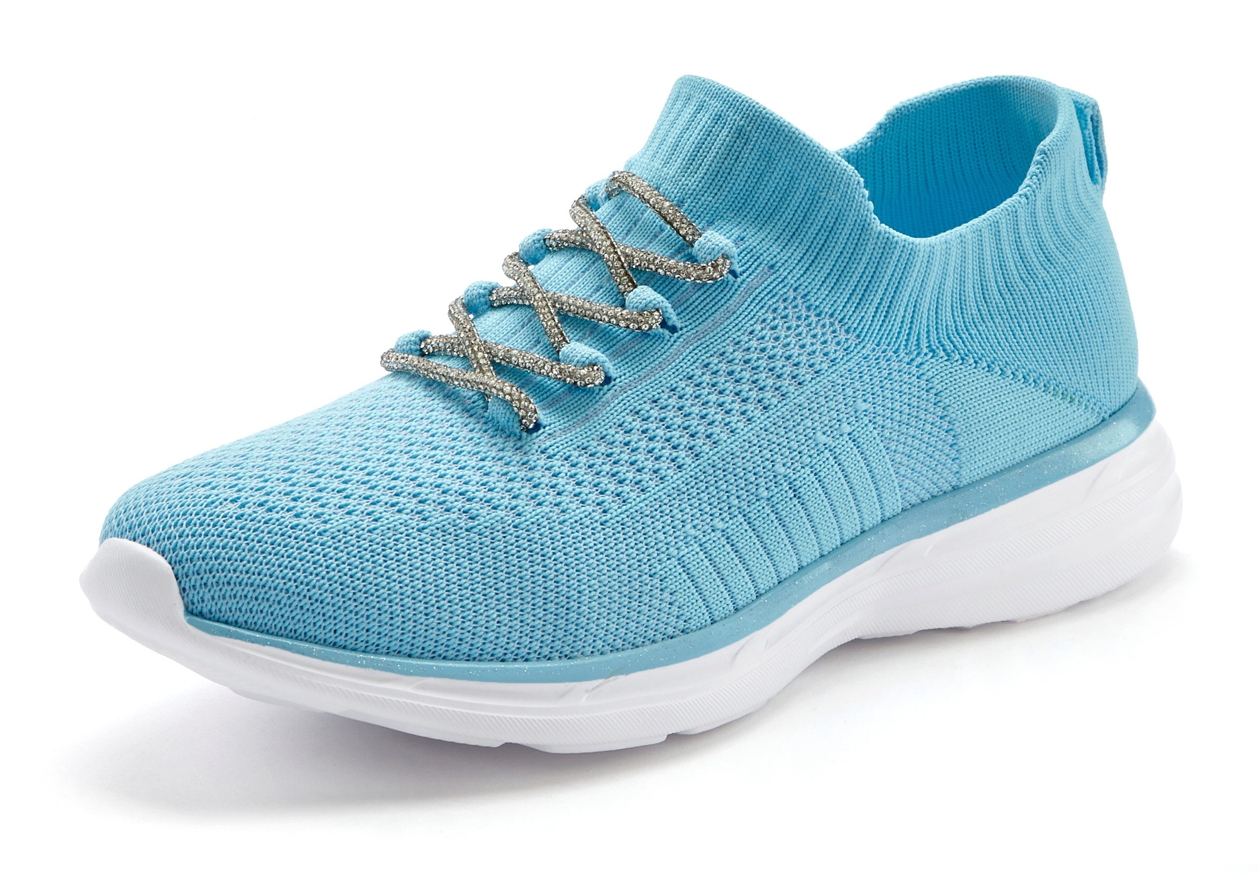 Lascana Sneakers met modieuze glinsterende veters vegan