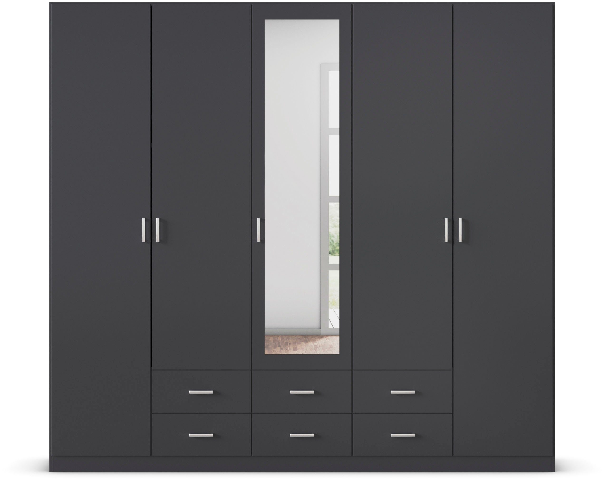 rauch Kledingkast Kast Garderobe Wasmand GAMMA in 3 Breedtes veel opbergruimte met 6 lades, met spiegel topseller made in germany
