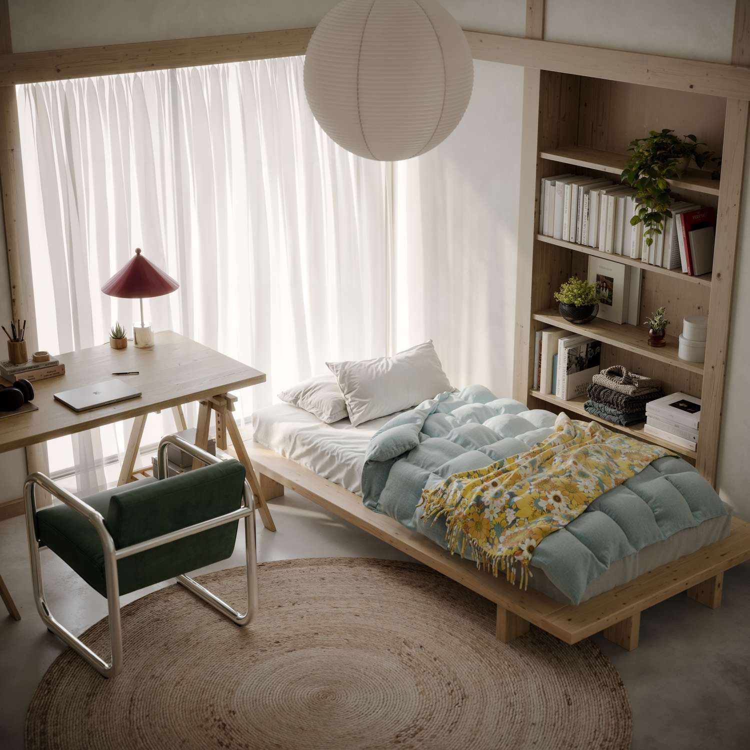 Karup Bedframe JAPAN BED grondbed, houten frame, futonbed, jeugdbed, houten bed Massief houten bed met lattenbodem, massief grenen, bed zonder hoofdeinde