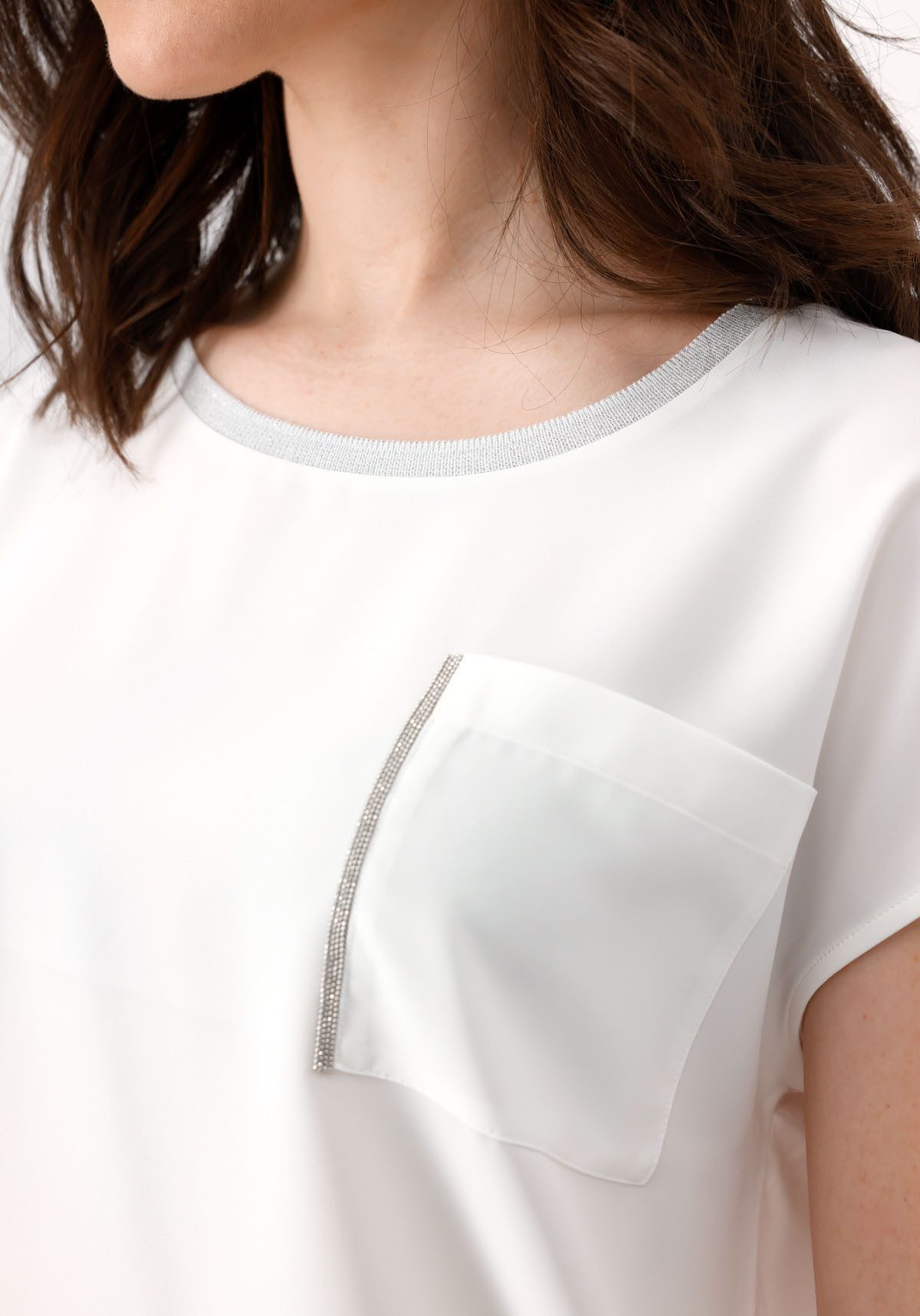 Monari Blouse zonder sluiting met opgestikte sierzak