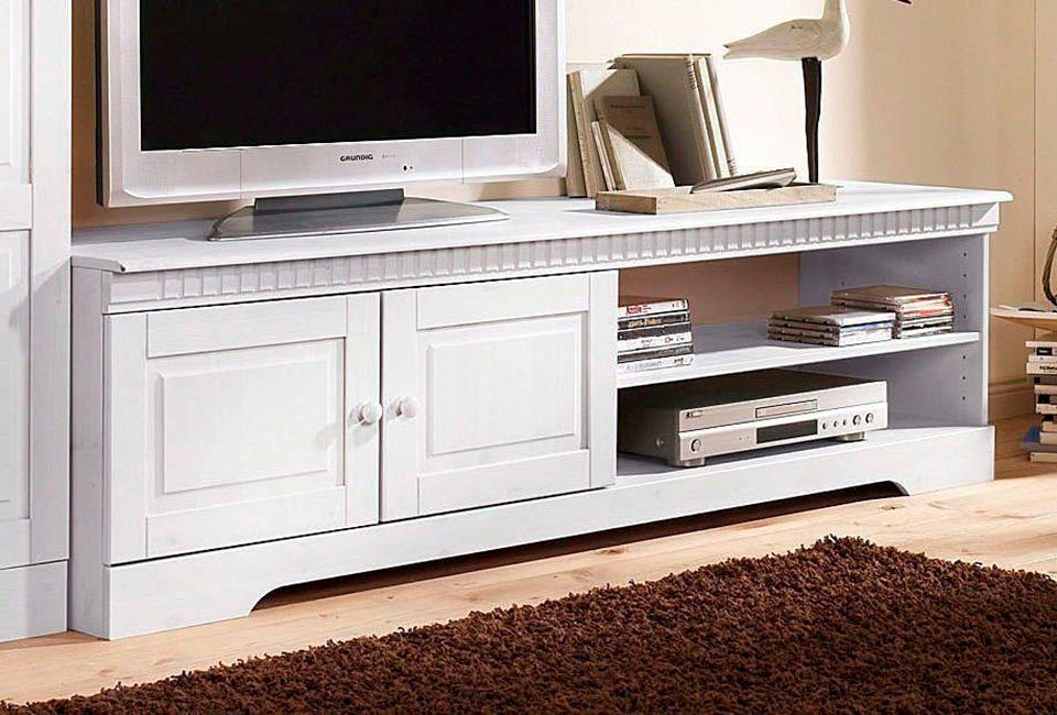 home affaire tv-meubel cubrix van mooi massief grenenhout, breedte 162 cm wit
