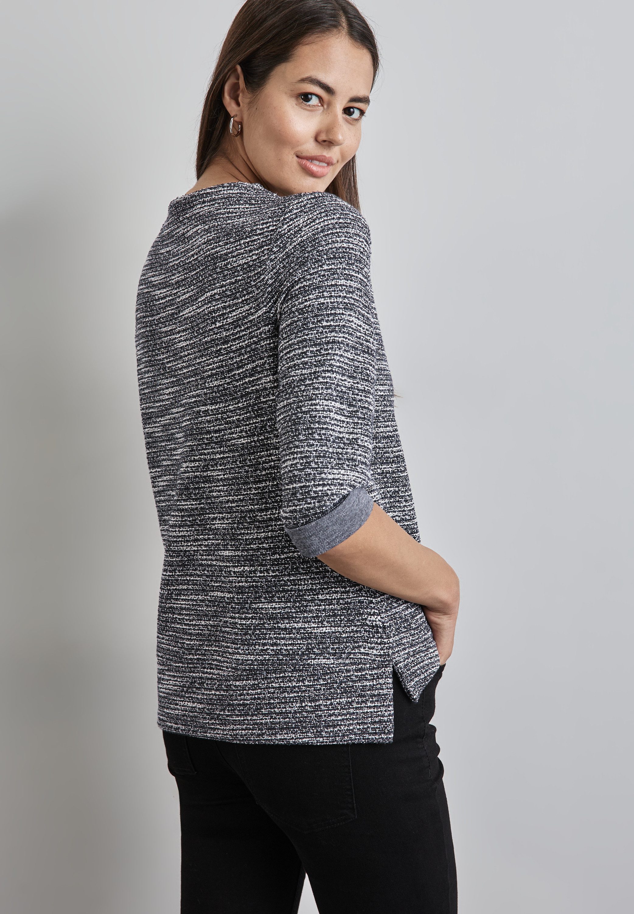 STREET ONE Shirt met 3/4 mouwen met bouclé structuur