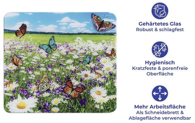 Maximex Snij- en afdekplank Model Zomerweide 56x50 cm, veelzijdig inzetbaar, mobiel, snijplank/wandspatbescherming