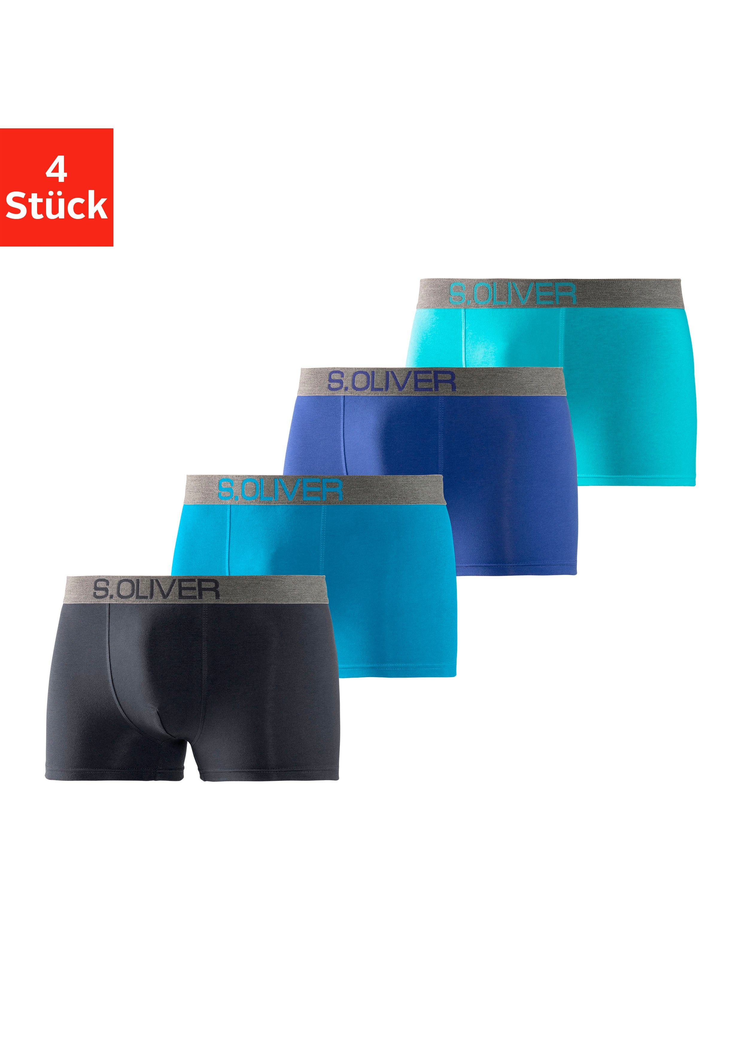 s.Oliver RED LABEL Beachwear Boxershort voor heren met contrastkleurige weefband (set, 4 stuks) heren boxershorts maat XXL blauw