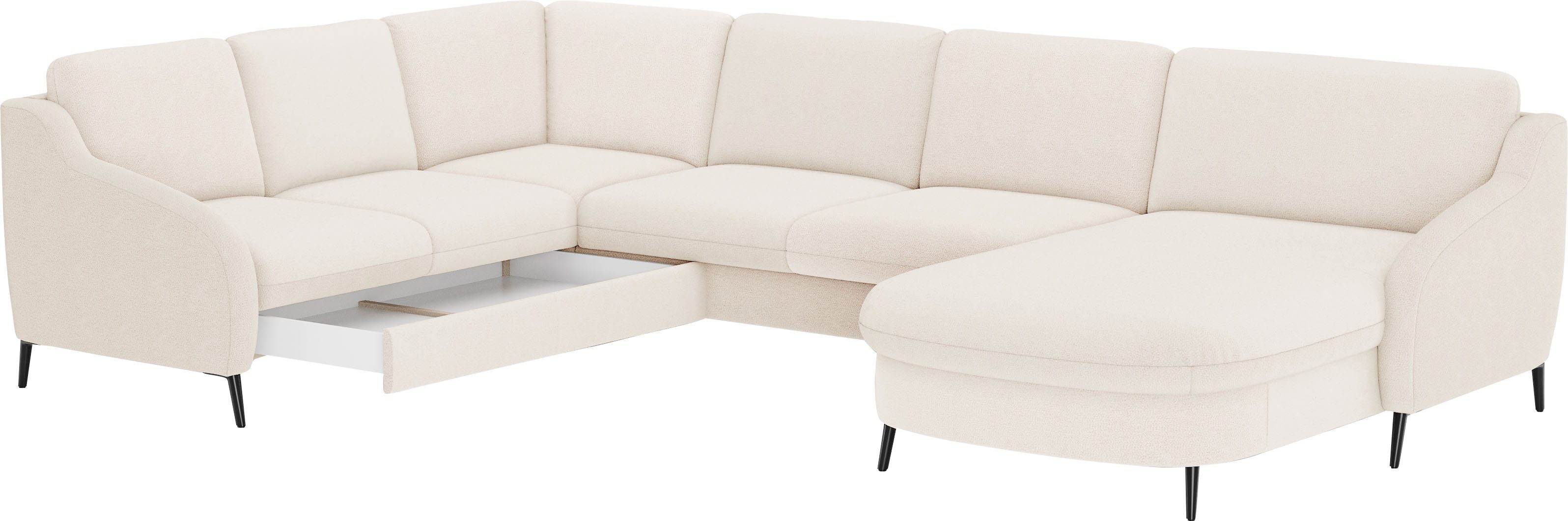 sit&more Zithoek Soul U-model optioneel met bedfunctie en bedlade of lade
